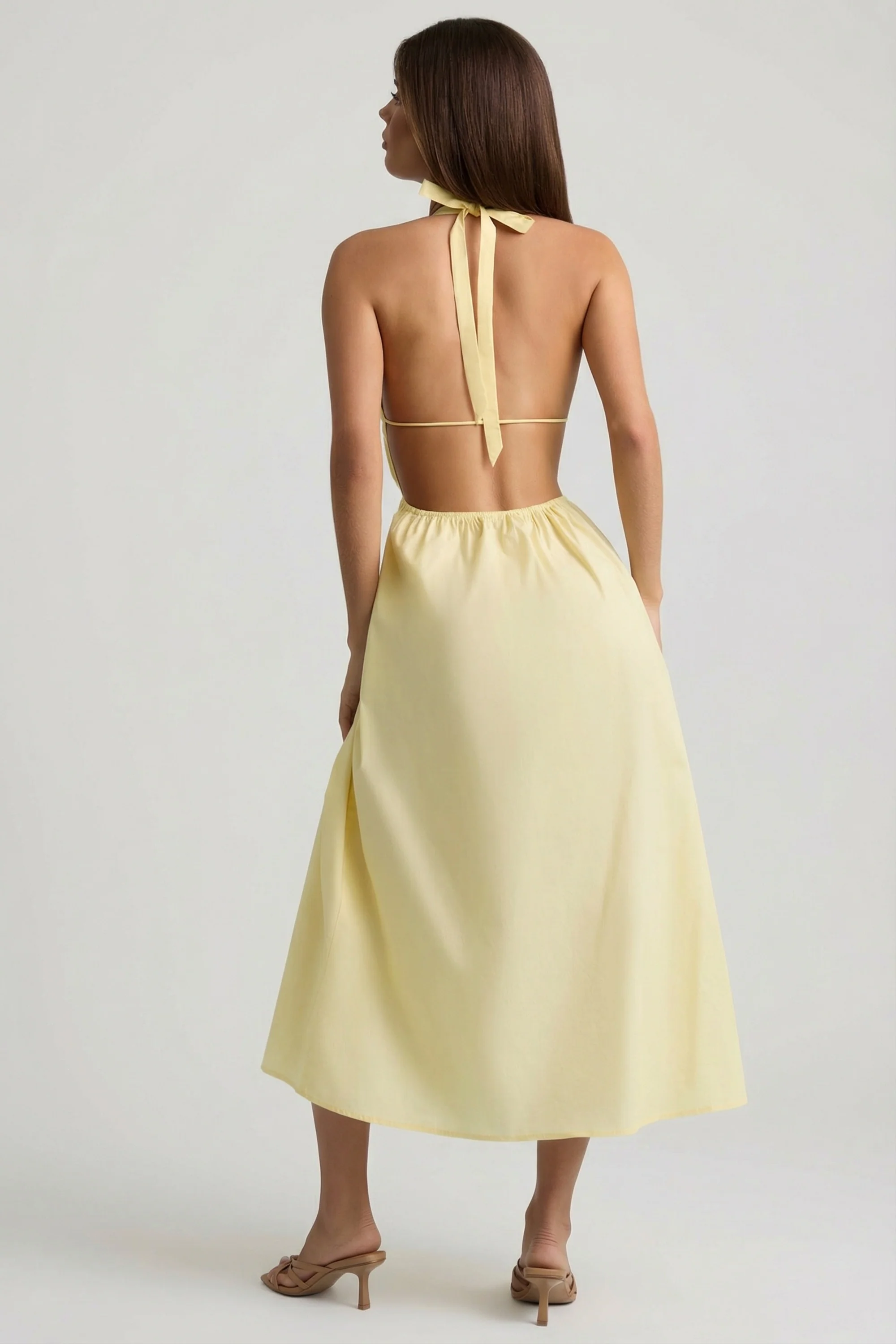 Backless Cotton-Poplin Midaxi Dress in Lemon Yellow - Image 6