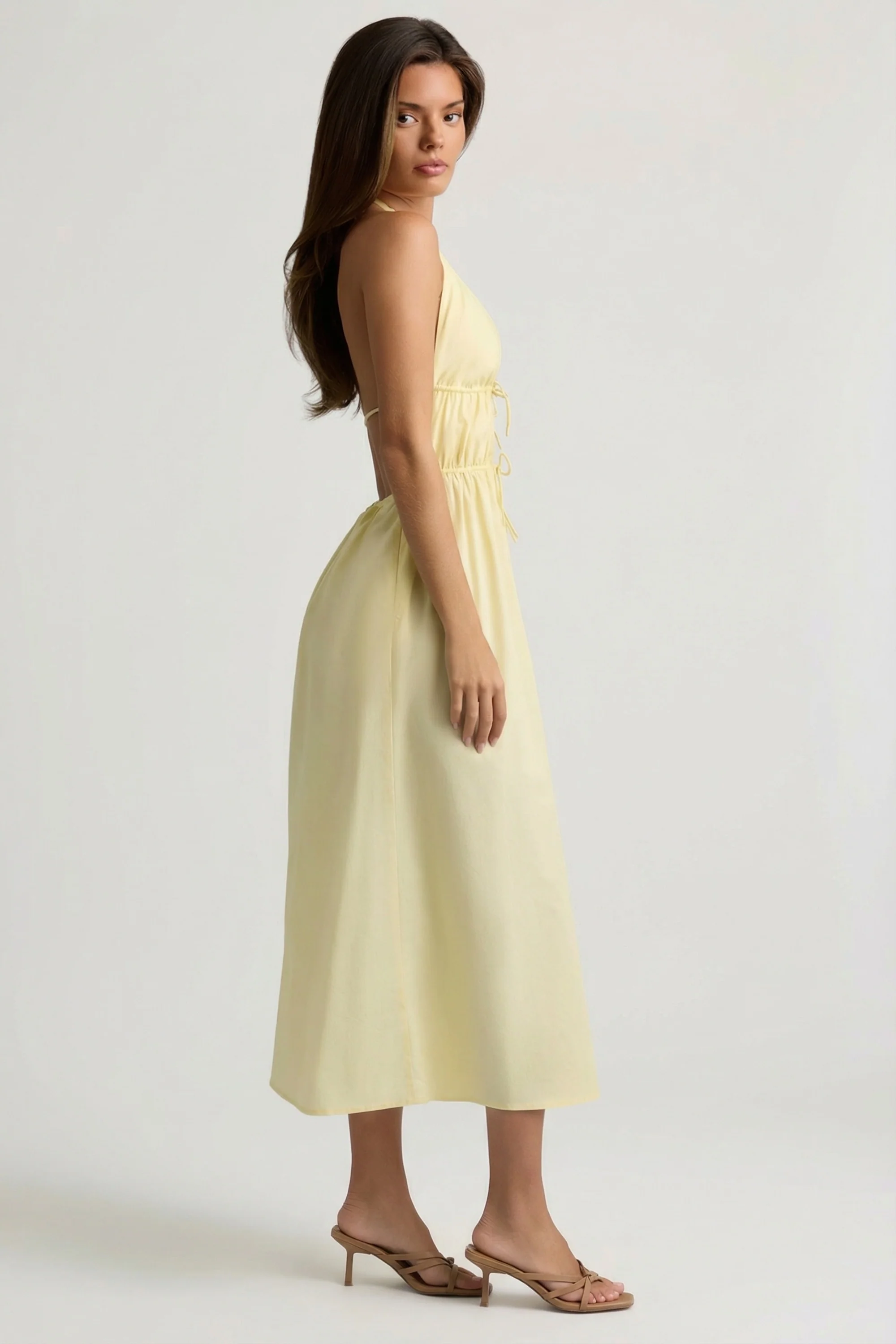 Backless Cotton-Poplin Midaxi Dress in Lemon Yellow - Image 7
