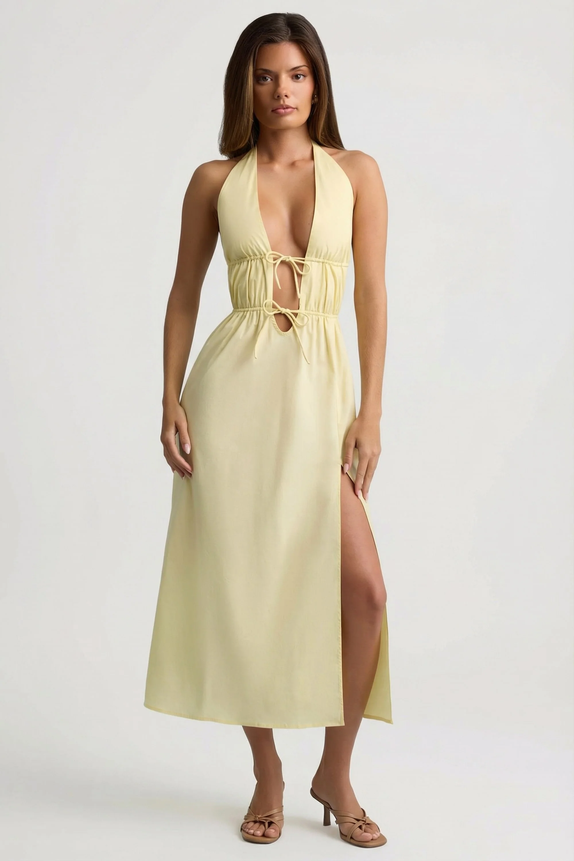 Backless Cotton-Poplin Midaxi Dress in Lemon Yellow - Image 8
