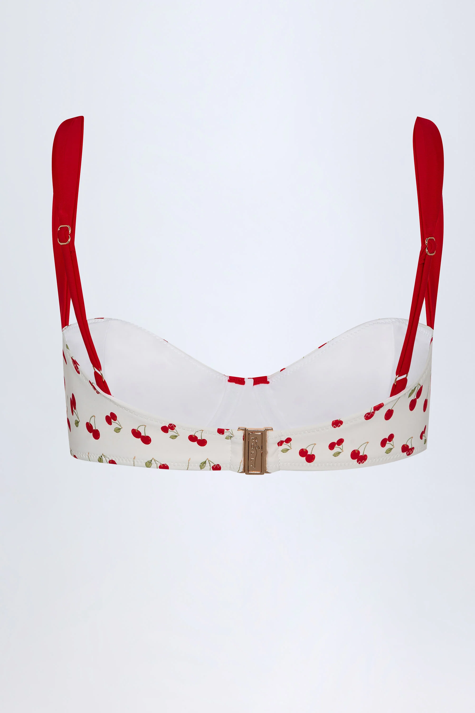 Contrast Underwired Balconette Bikini Top in Cherry Print - Image 4