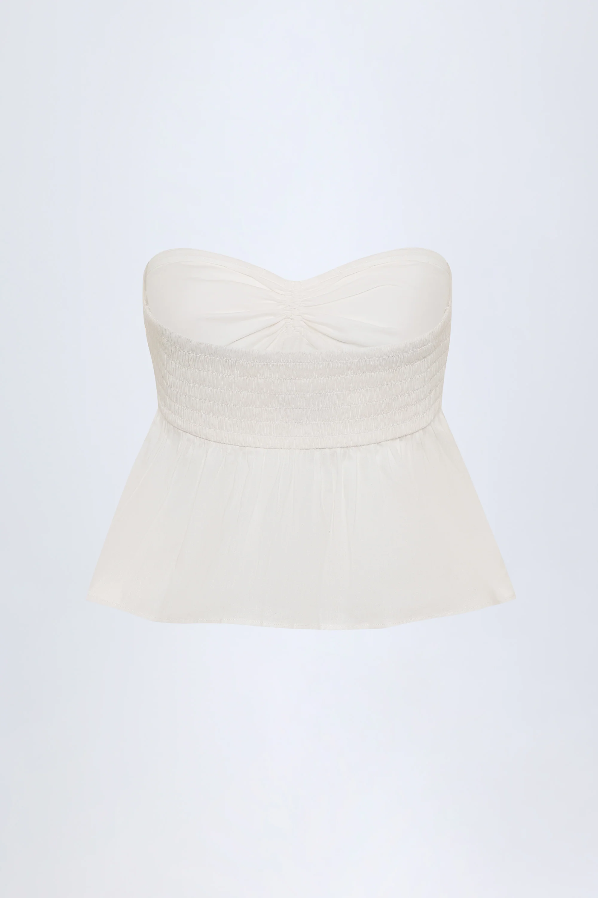 Tie-Front Strapless Cotton-Poplin Crop Top in White - Image 4
