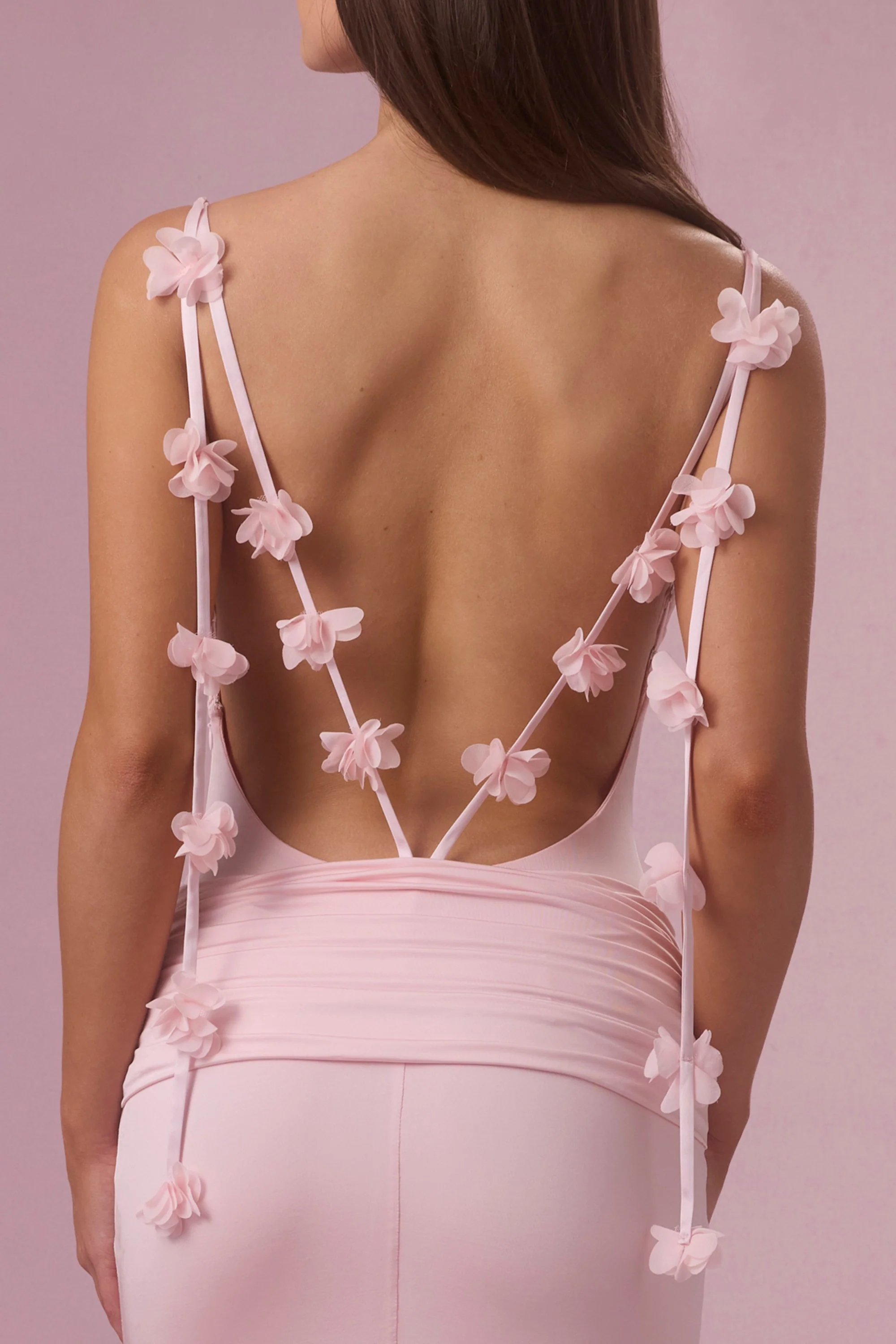 Jersey Draped Gown in Baby Pink - Image 4
