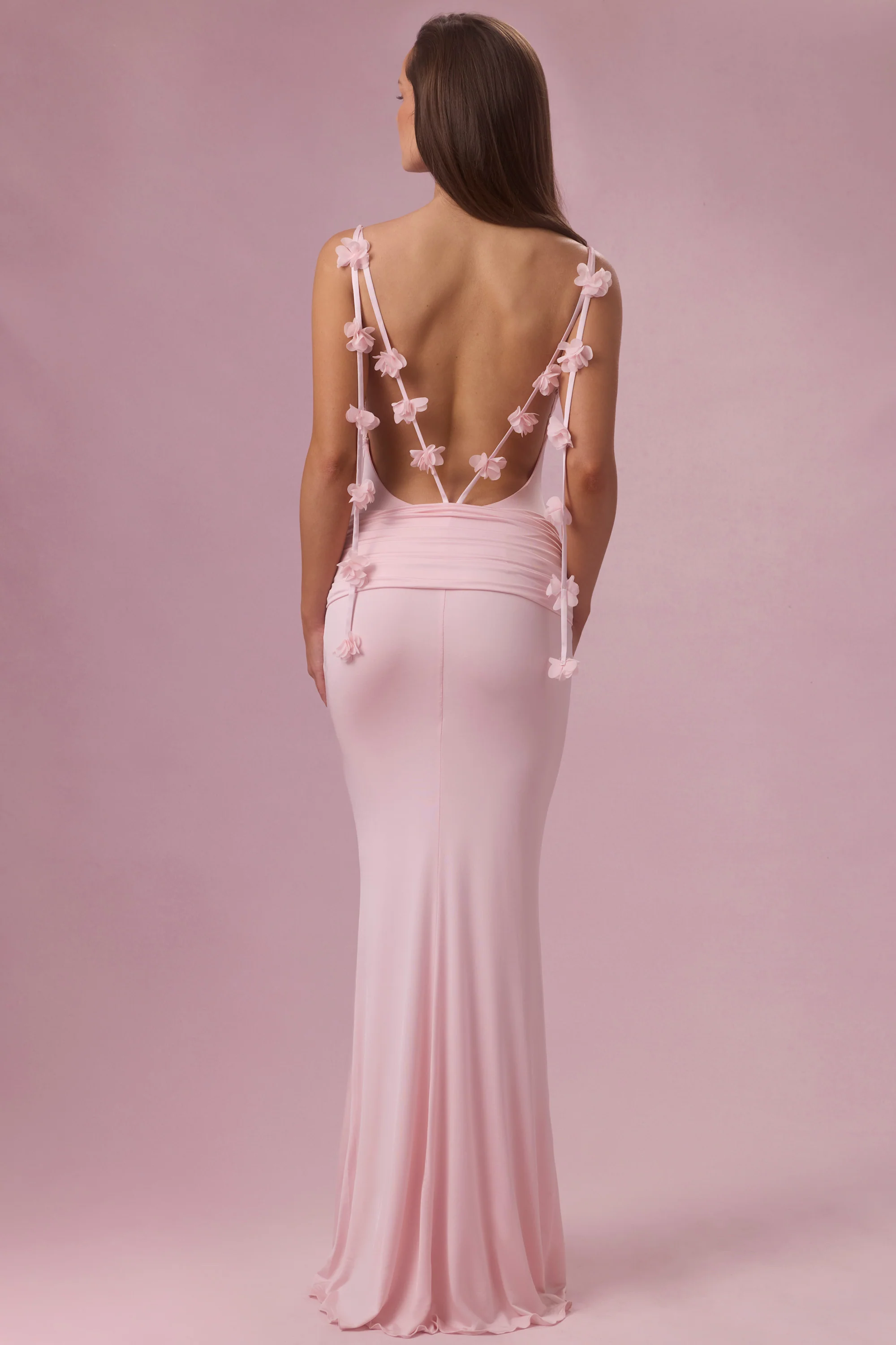 Jersey Draped Gown in Baby Pink - Image 6