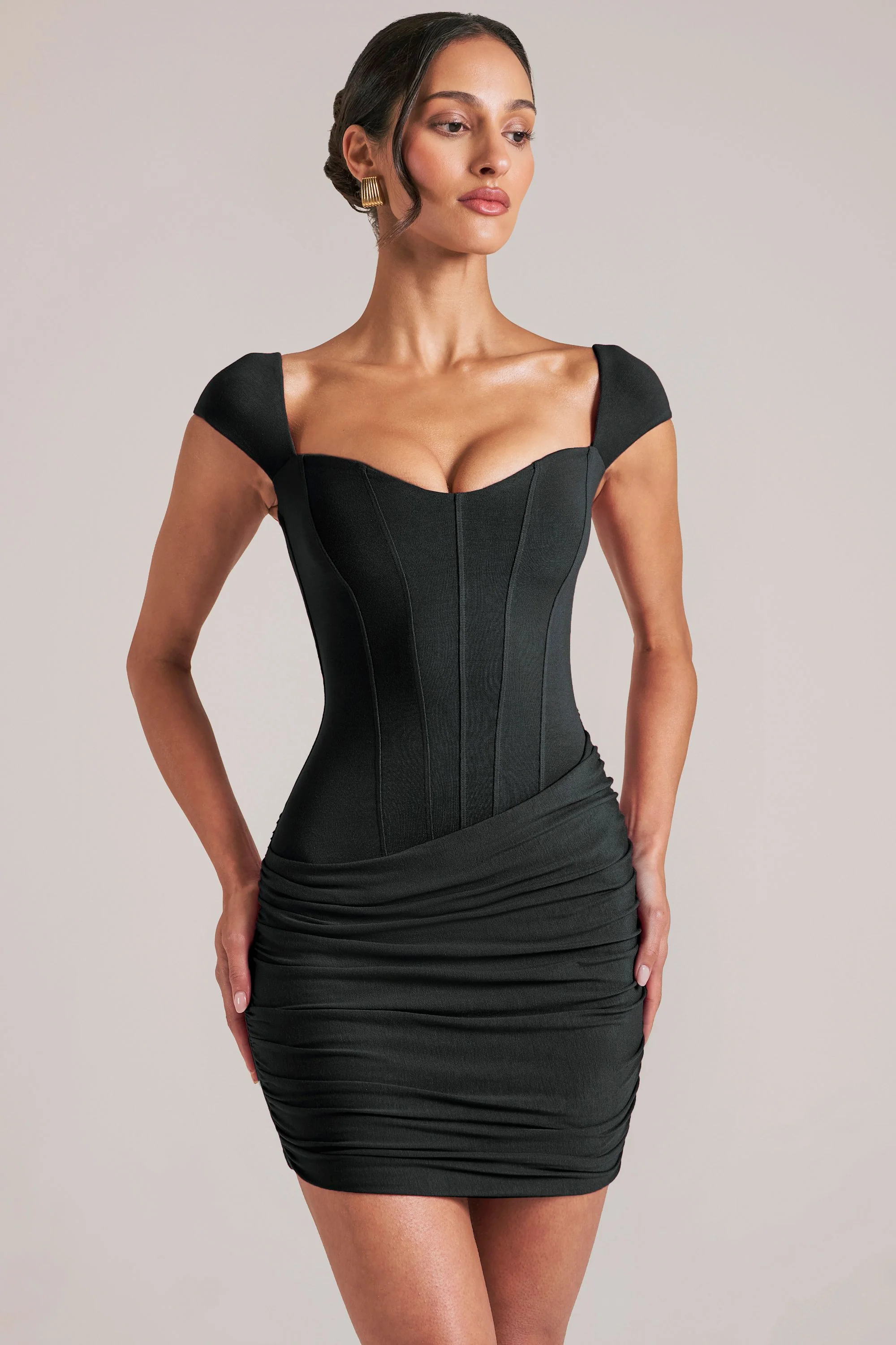 Sweetheart Neckline Mini Dress in Black - Image 8