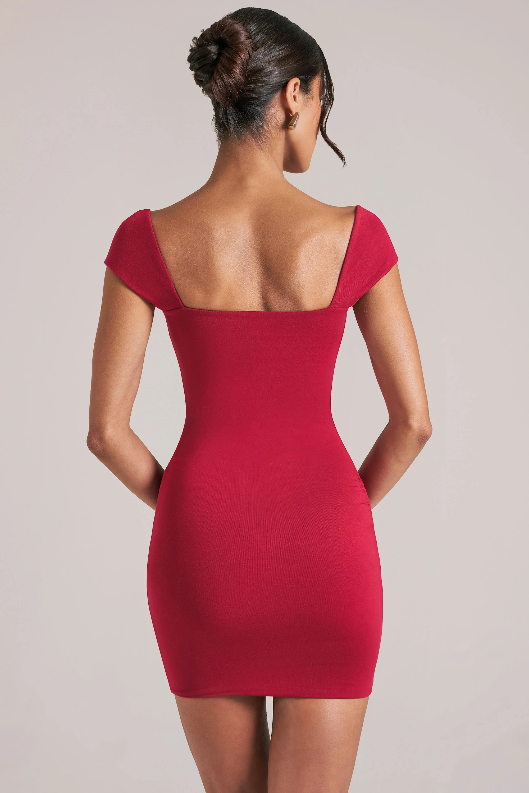 Sweetheart Neckline Mini Dress in Cherry Red - Image 5