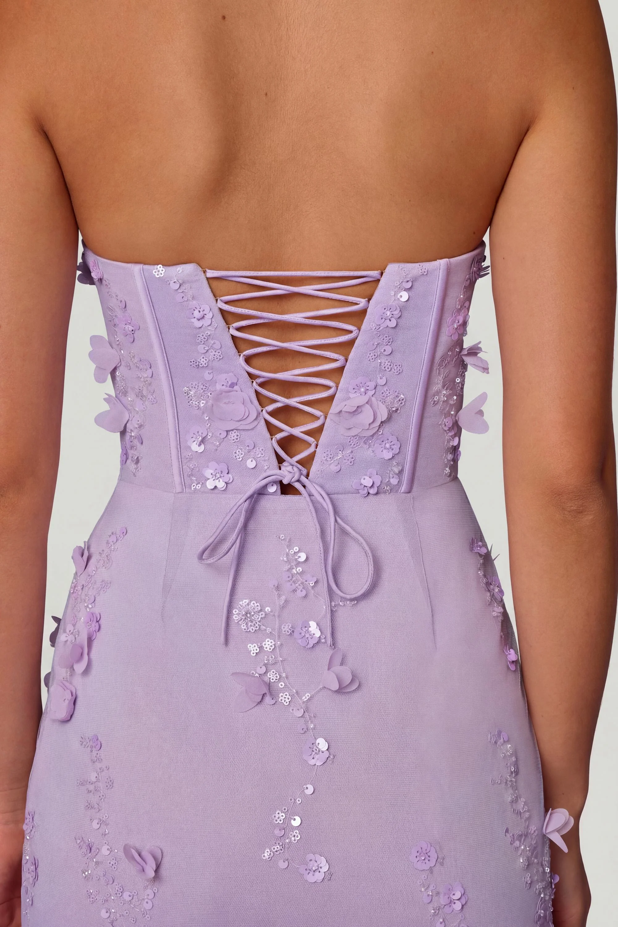 Lace-Up Corset Maxi Dress in Lilac - Image 5