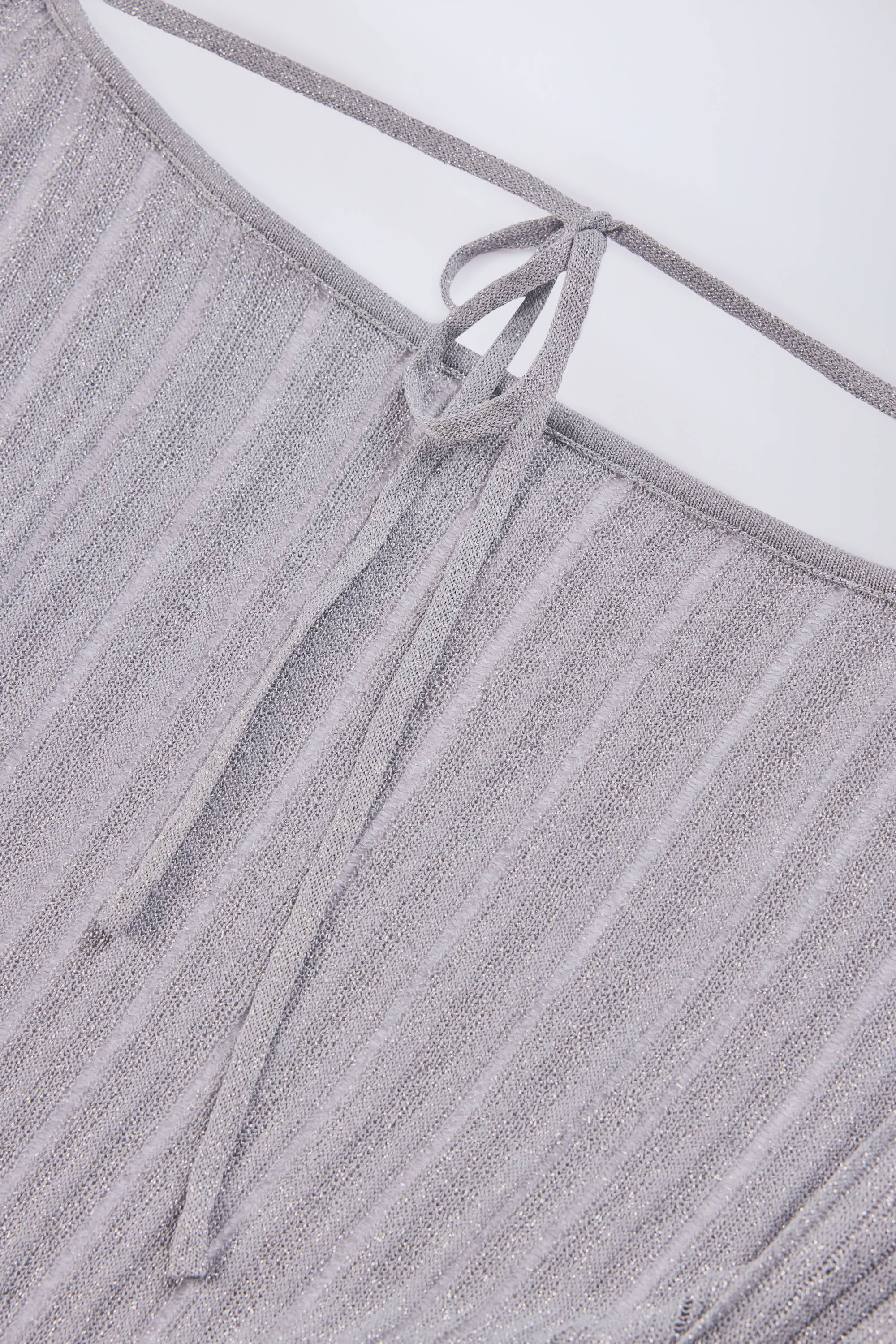 Backless Batwing Mini Dress in Silver - Image 5