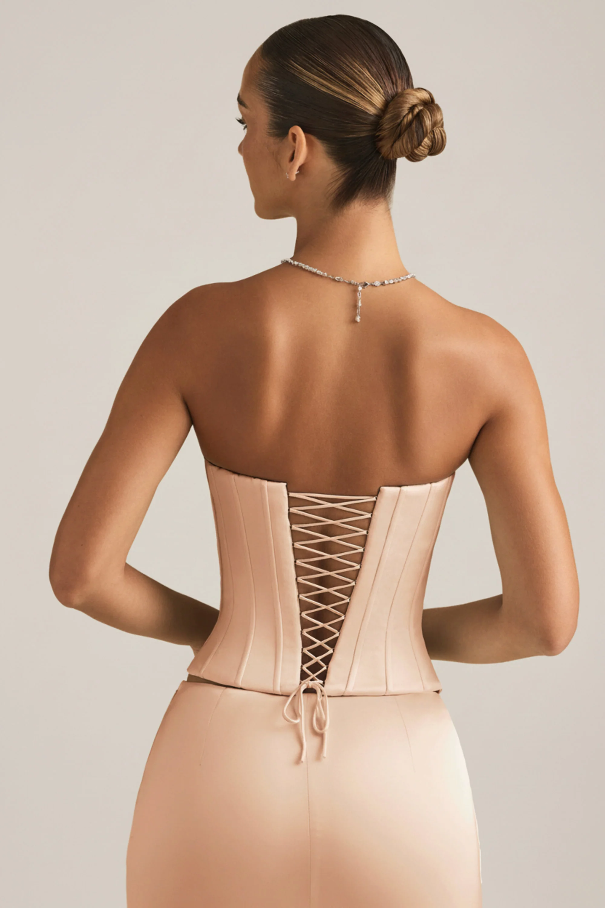 Lace-Up Corset Top in Beige Gold - Image 7