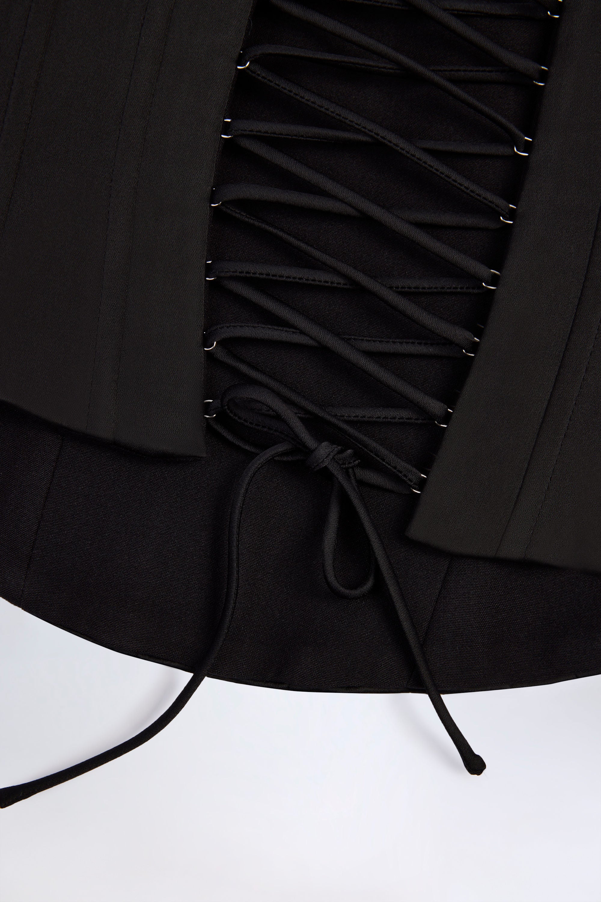 Satin Lace-Up Bustier Corset Top in Black - Image 8