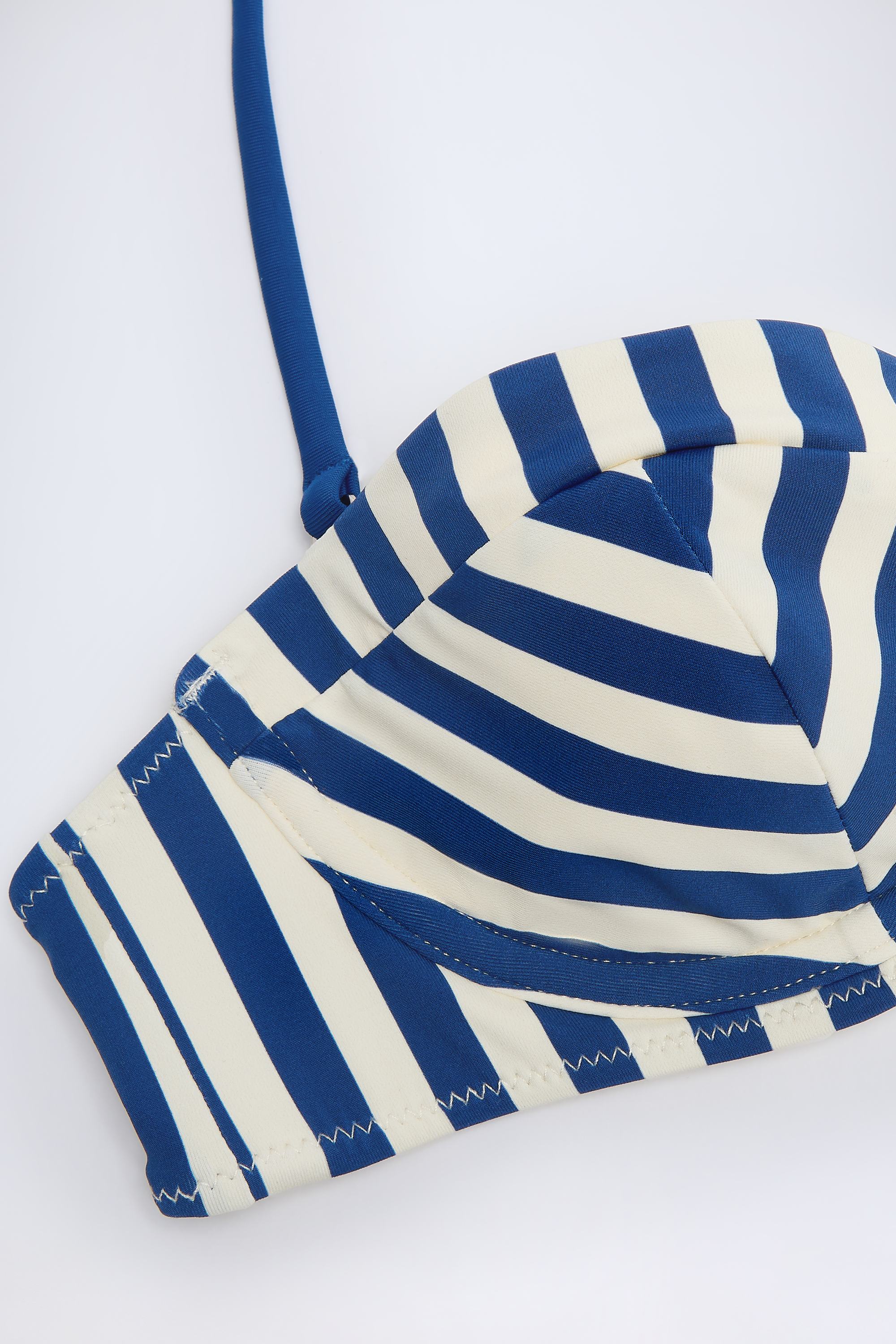Underwired Halterneck Balconette Bikini Top in Marine Blue Stripe - Image 4