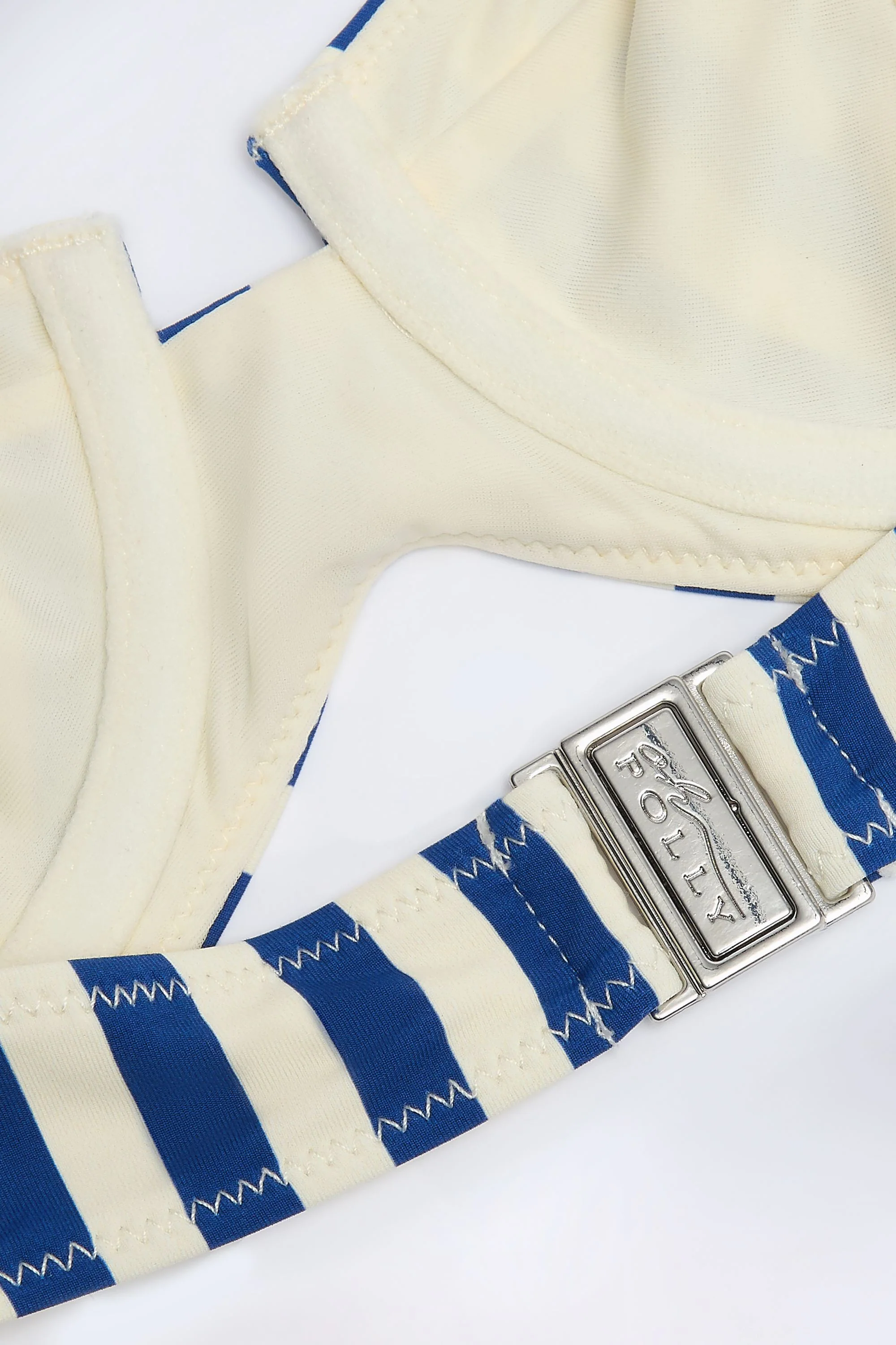 Underwired Halterneck Balconette Bikini Top in Marine Blue Stripe - Image 5