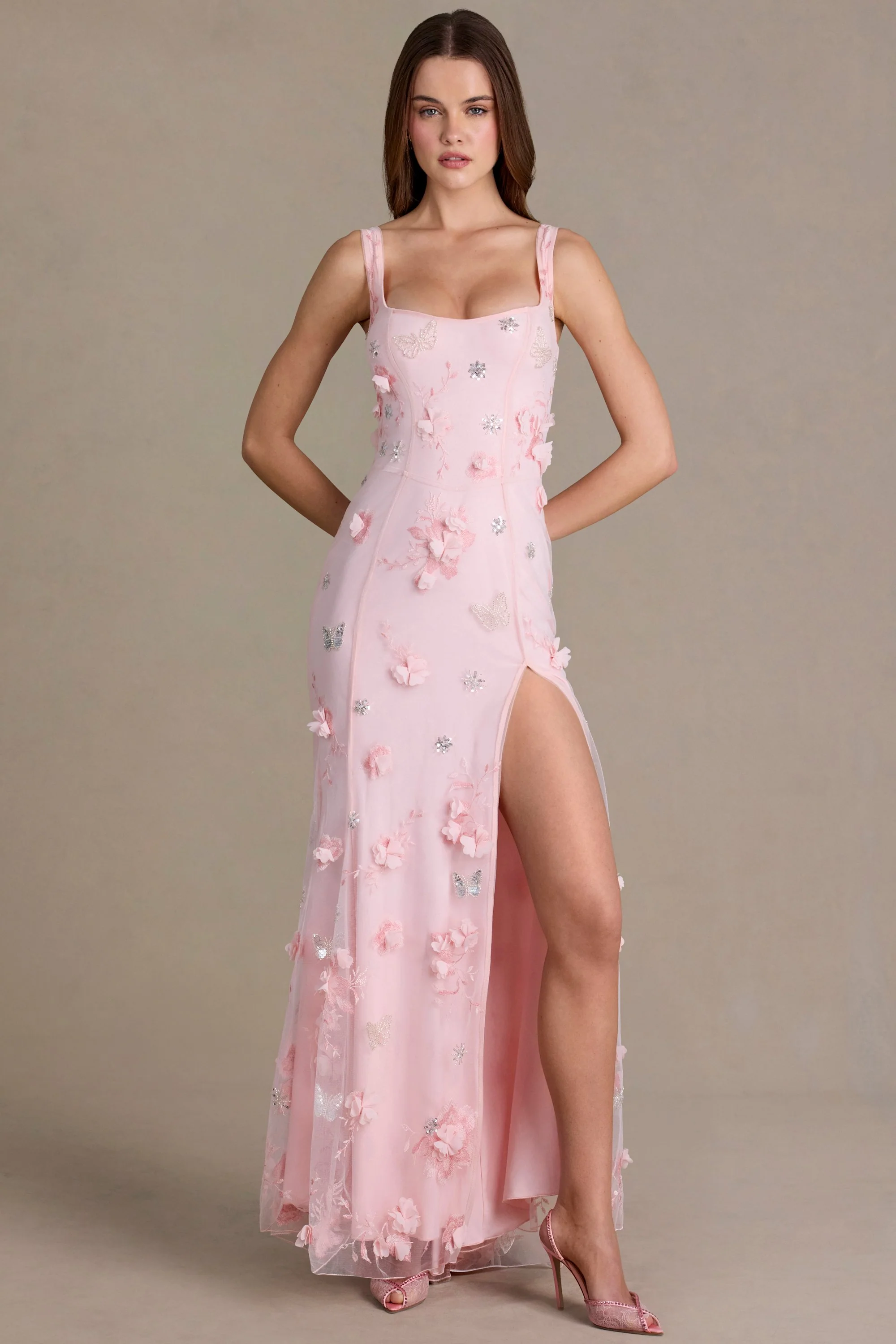 Embellished Corset Gown in Baby Pink - Image 6