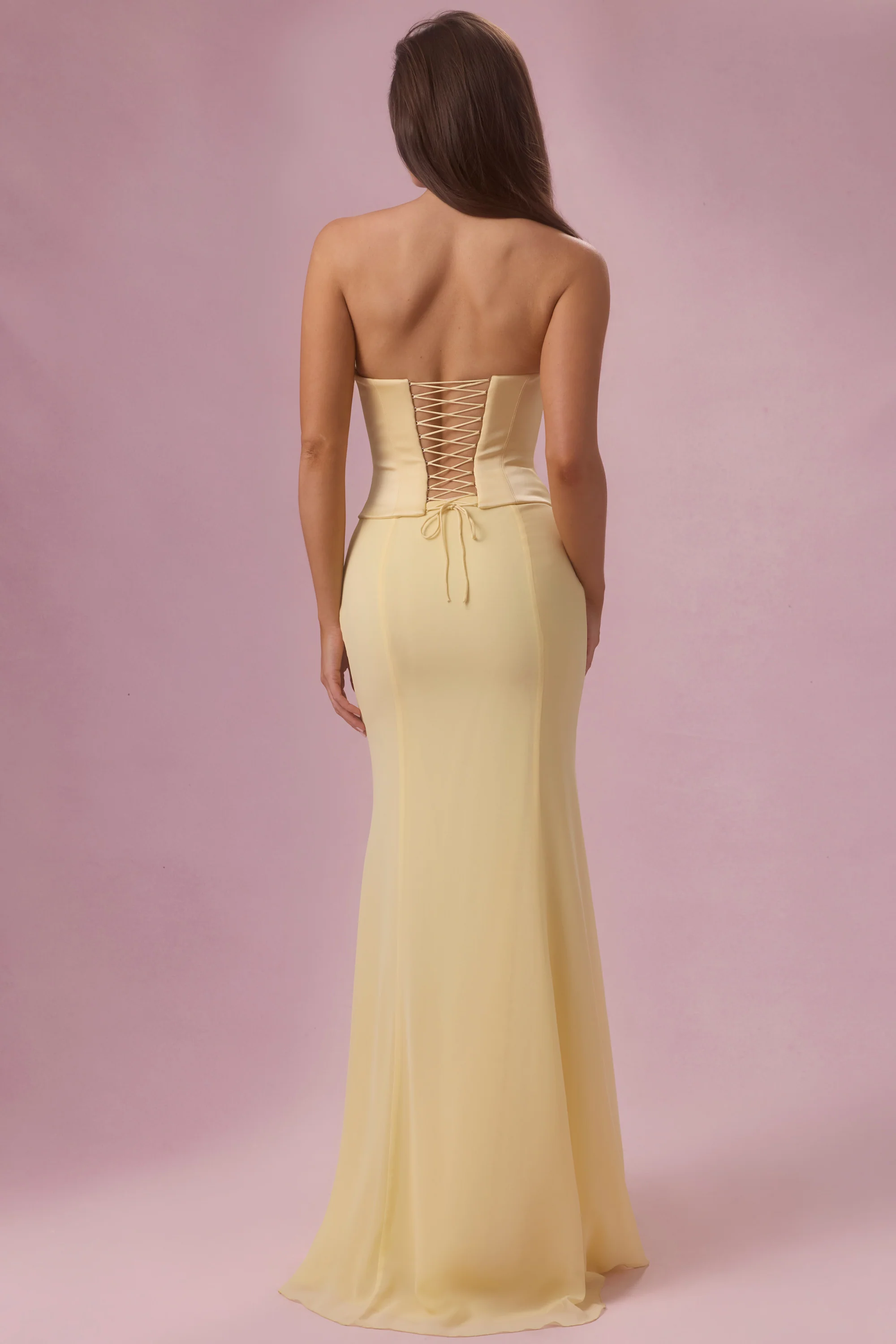 Satin Corset Bridesmaid Dress in Butter Yellow - Image 2