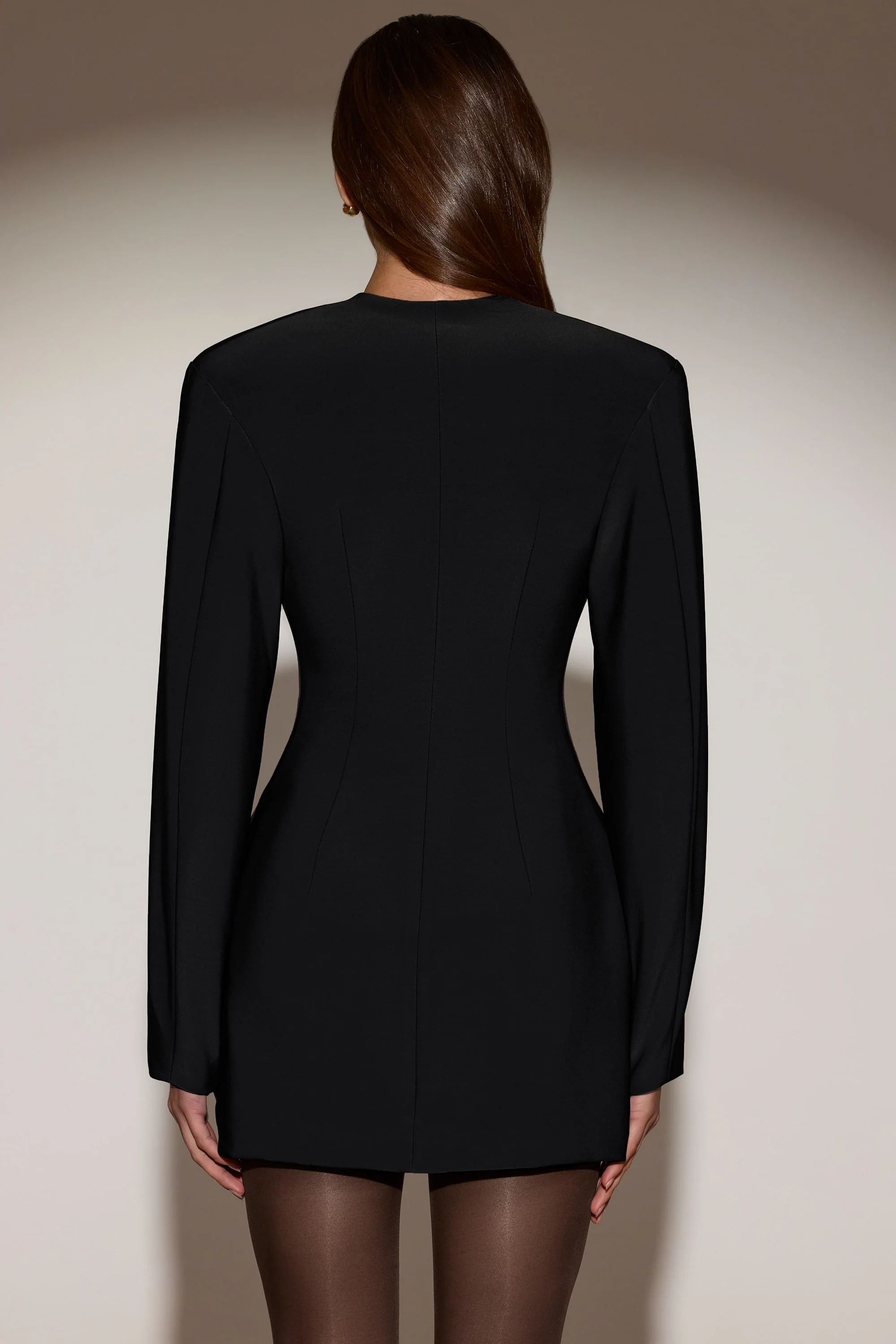 Single-Breasted Blazer Mini Dress in Black - Image 2