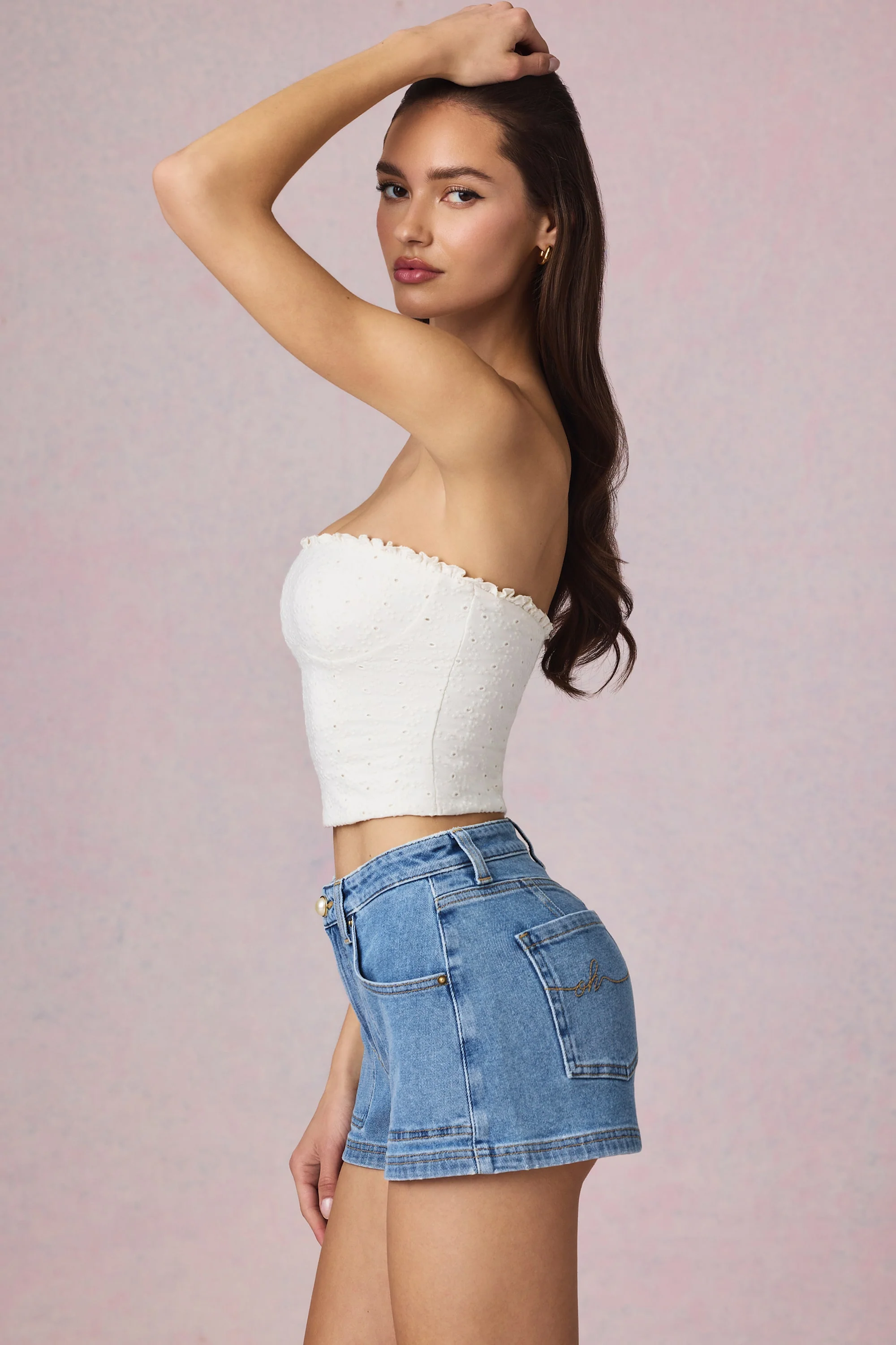 High-Waist A-Line Shorts in Mid-Blue Wash - Image 6