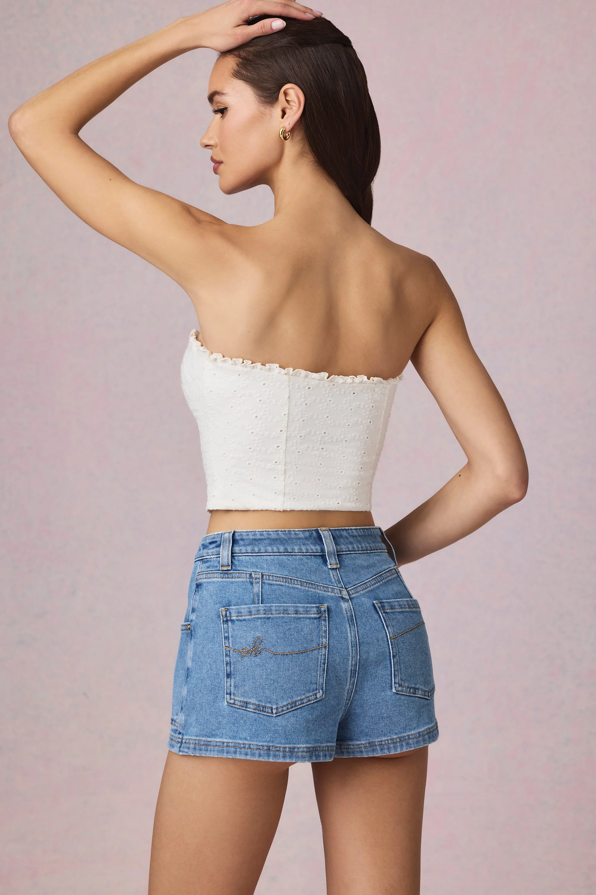High-Waist A-Line Shorts in Mid-Blue Wash - Image 8