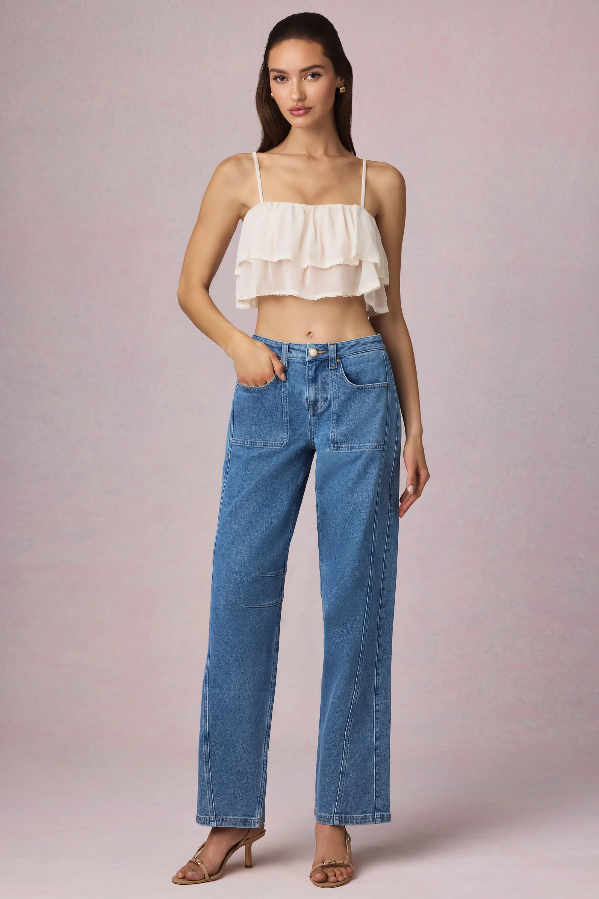 Mid-Rise Barrel-Leg Jeans in Mid-Blue Wash - Image 5