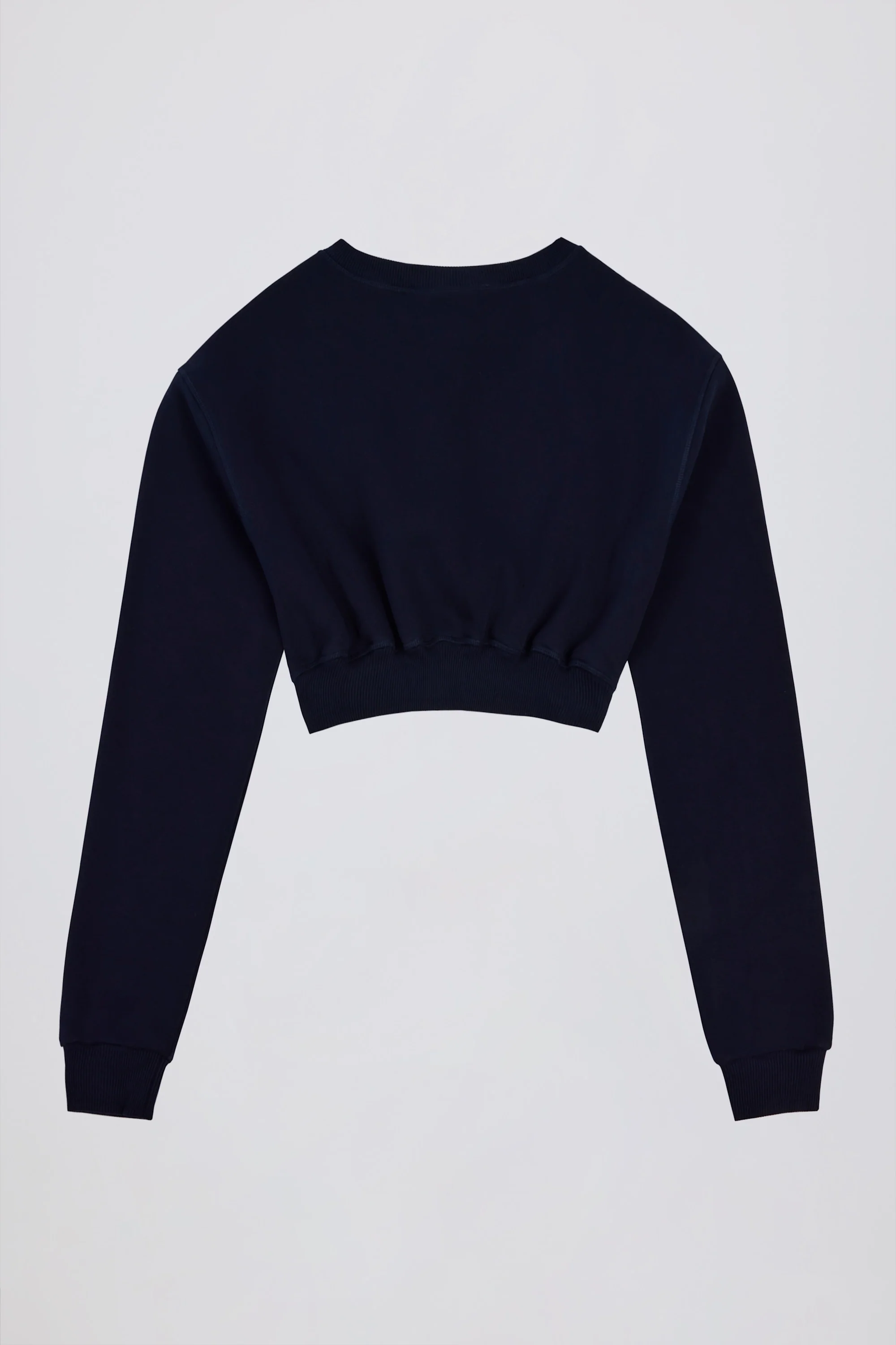 Brushed Jersey Button-Up Cropped Cardigan in Classic Navy - Image 5