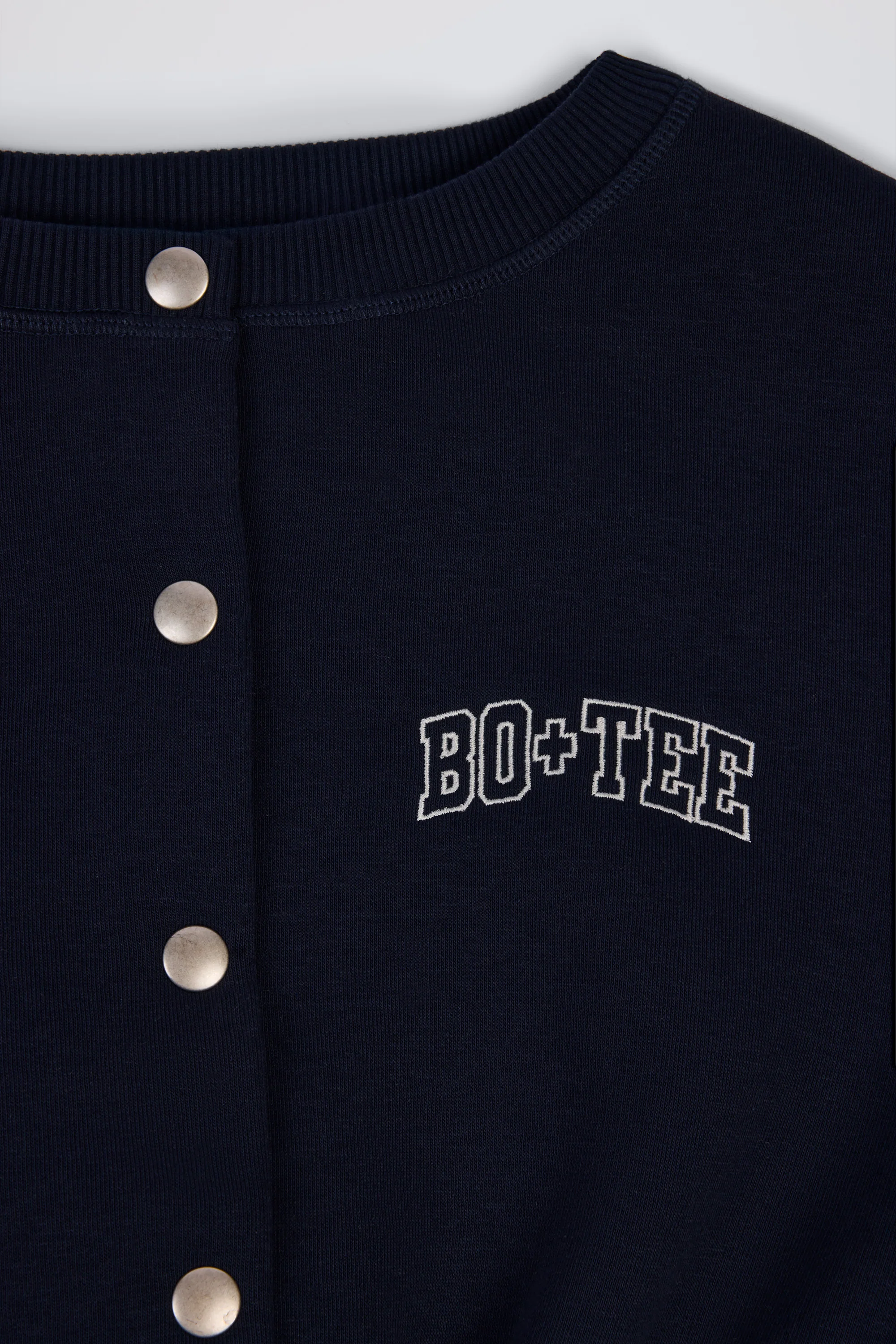 Brushed Jersey Button-Up Cropped Cardigan in Classic Navy - Image 6