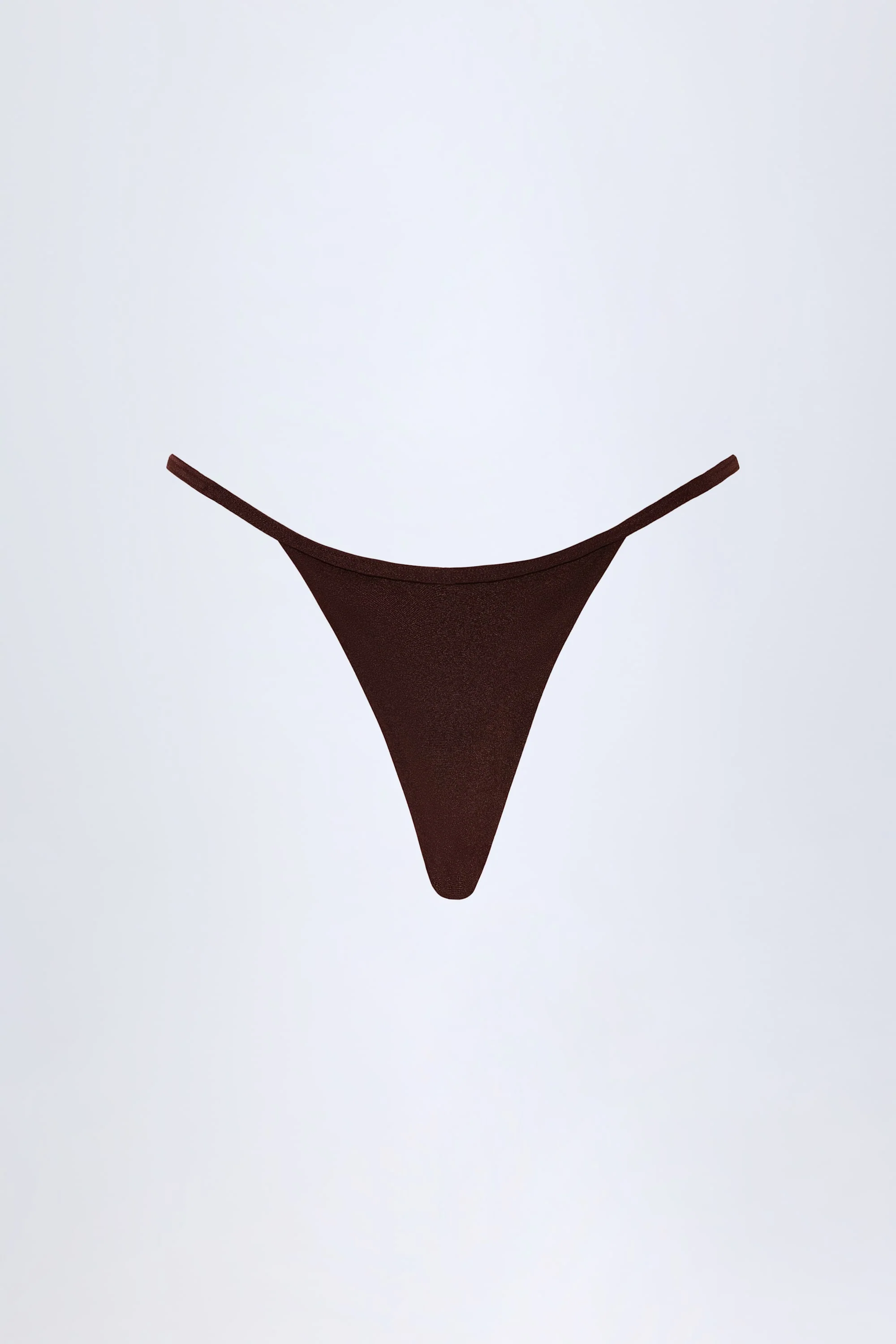 Charm-Detail Thong Bikini Bottoms in Dark Chocolate - Image 4