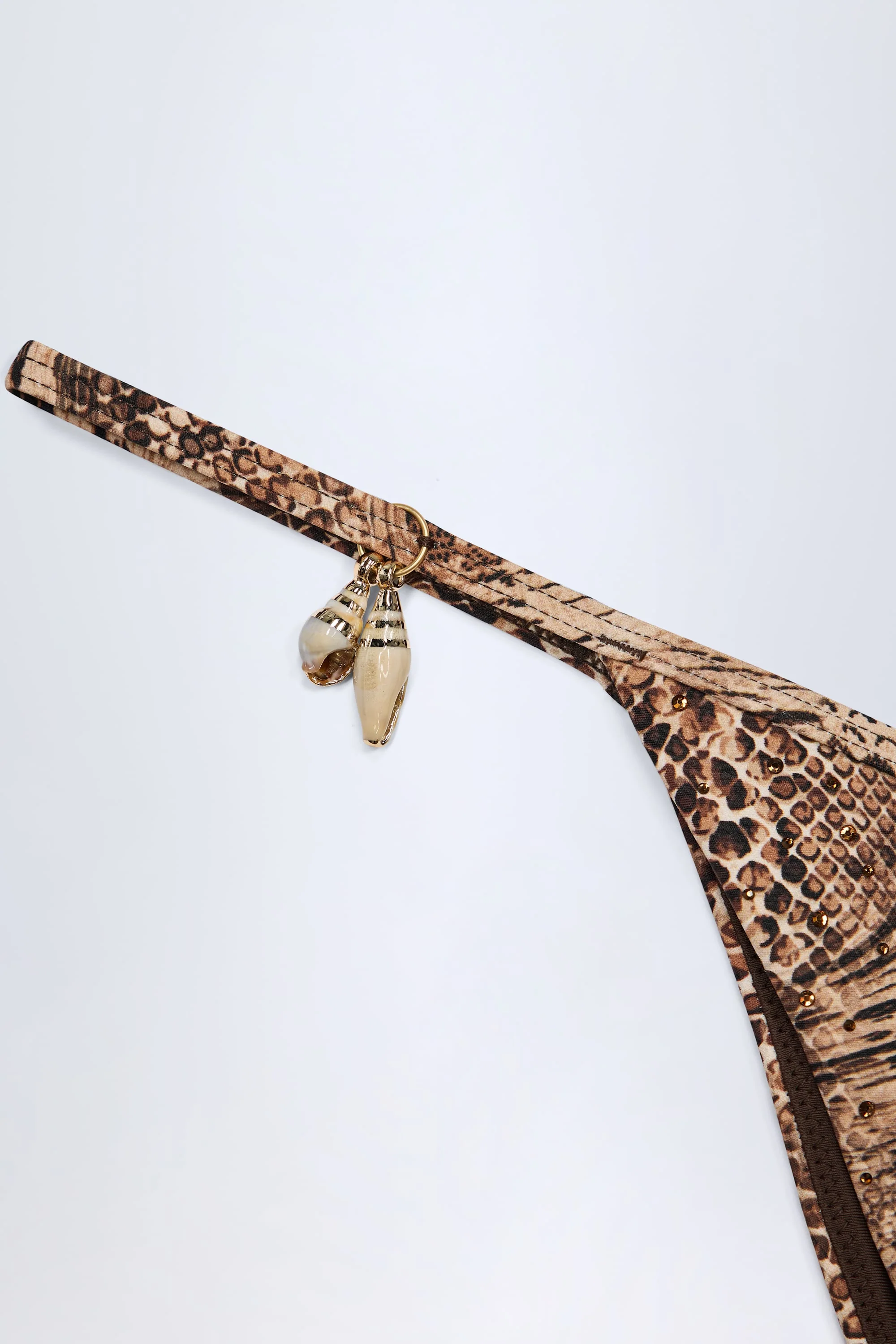 Charm-Detail Thong Bikini Bottoms in Snake Print - Image 5