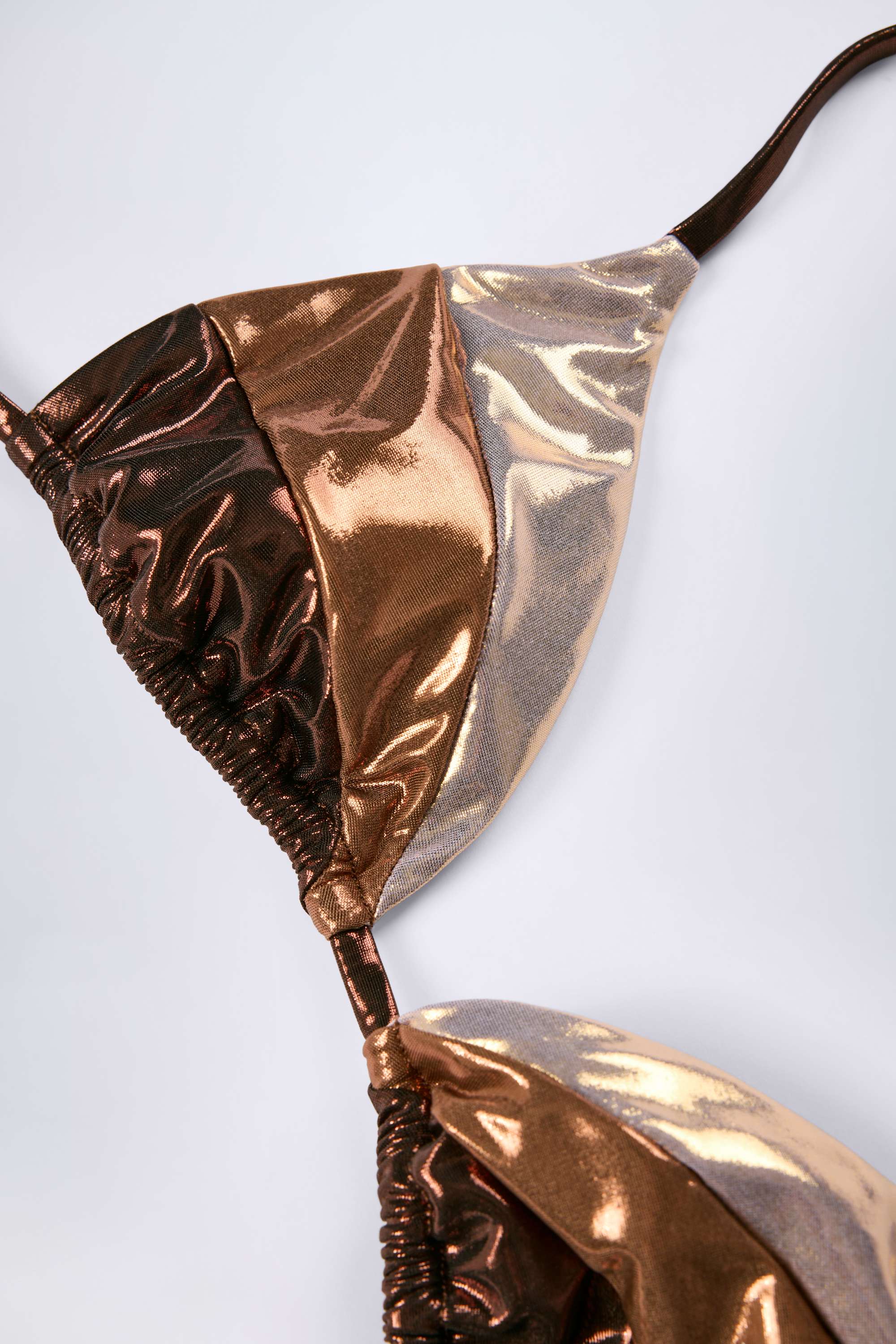 Panelled Bikini Bra in Bronze Gold - Image 6