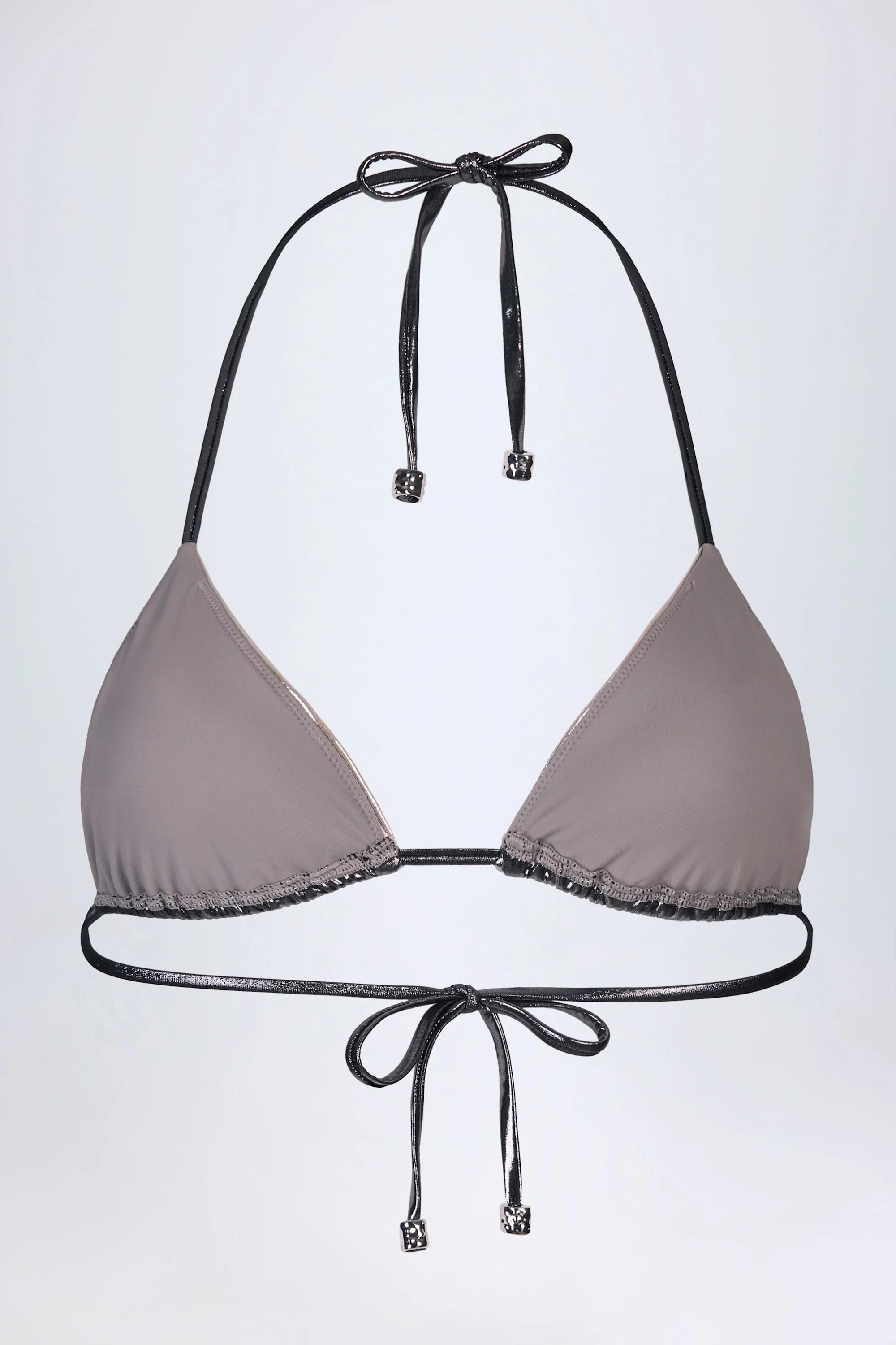 Panelled Bikini Bra in Silver Chrome - Image 5