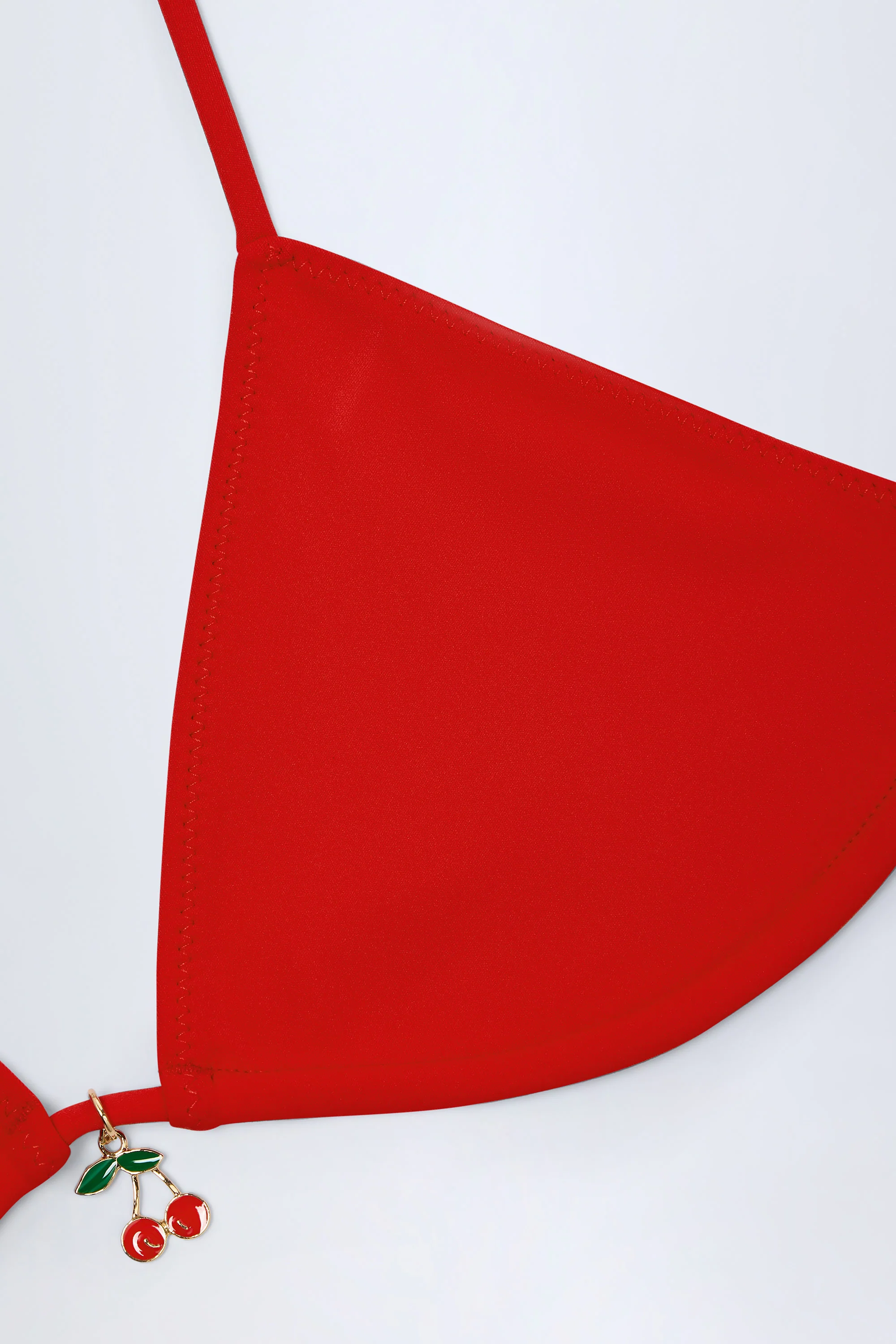 Charm-Detail Triangle Bikini Top in Fiery Red - Image 5