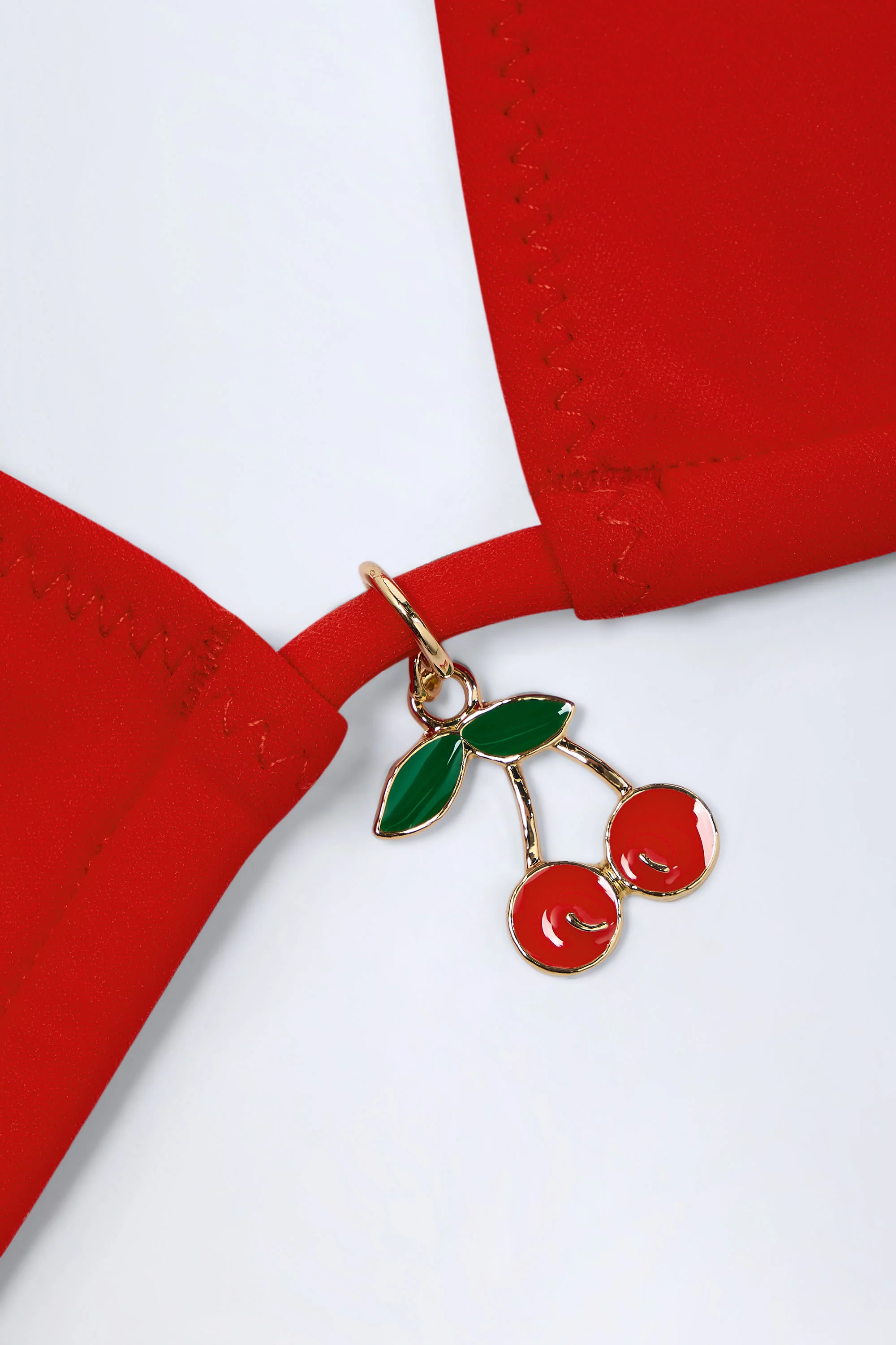Charm-Detail Triangle Bikini Top in Fiery Red - Image 6