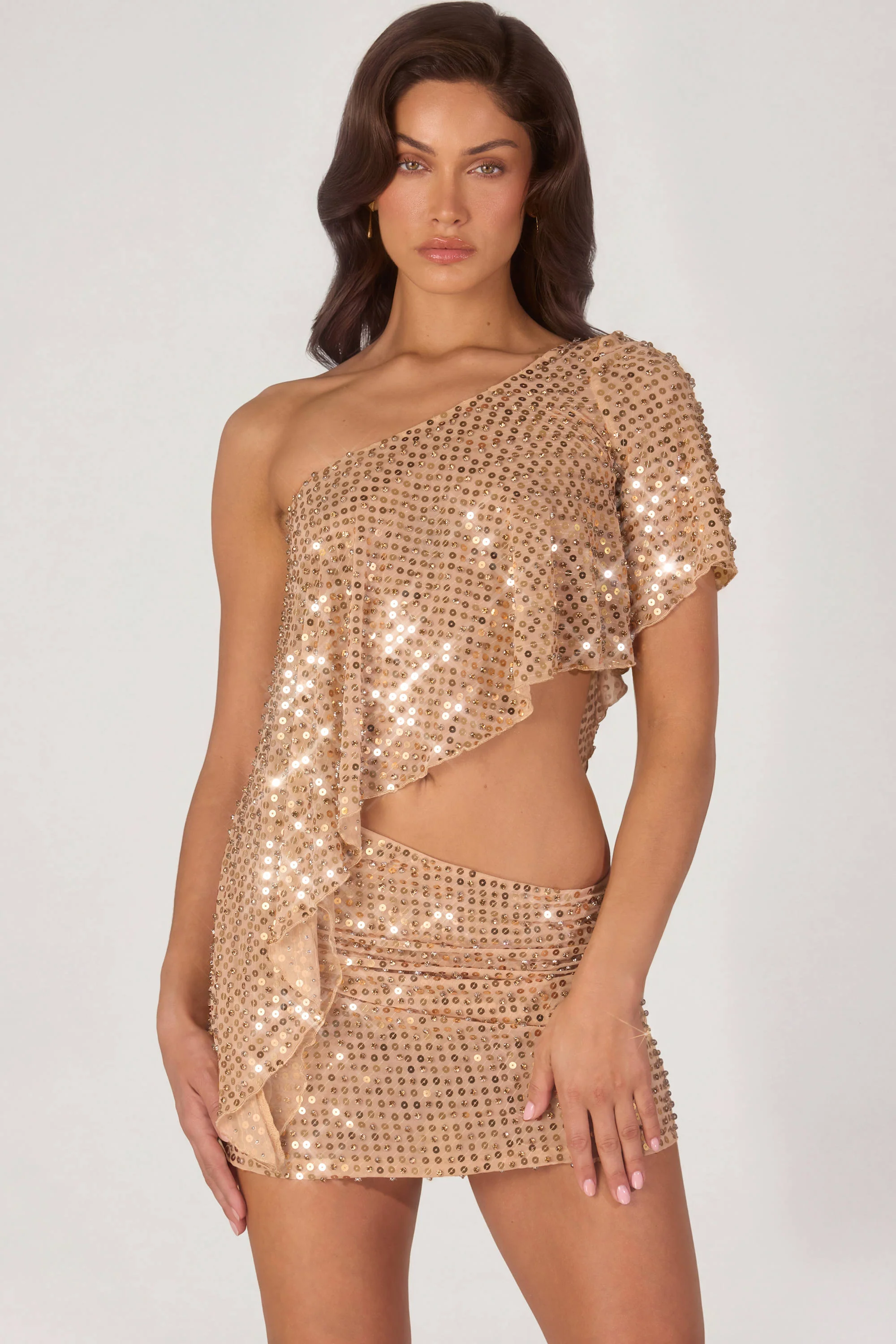 Embellished Micro Mini Skirt in Gold - Image 5