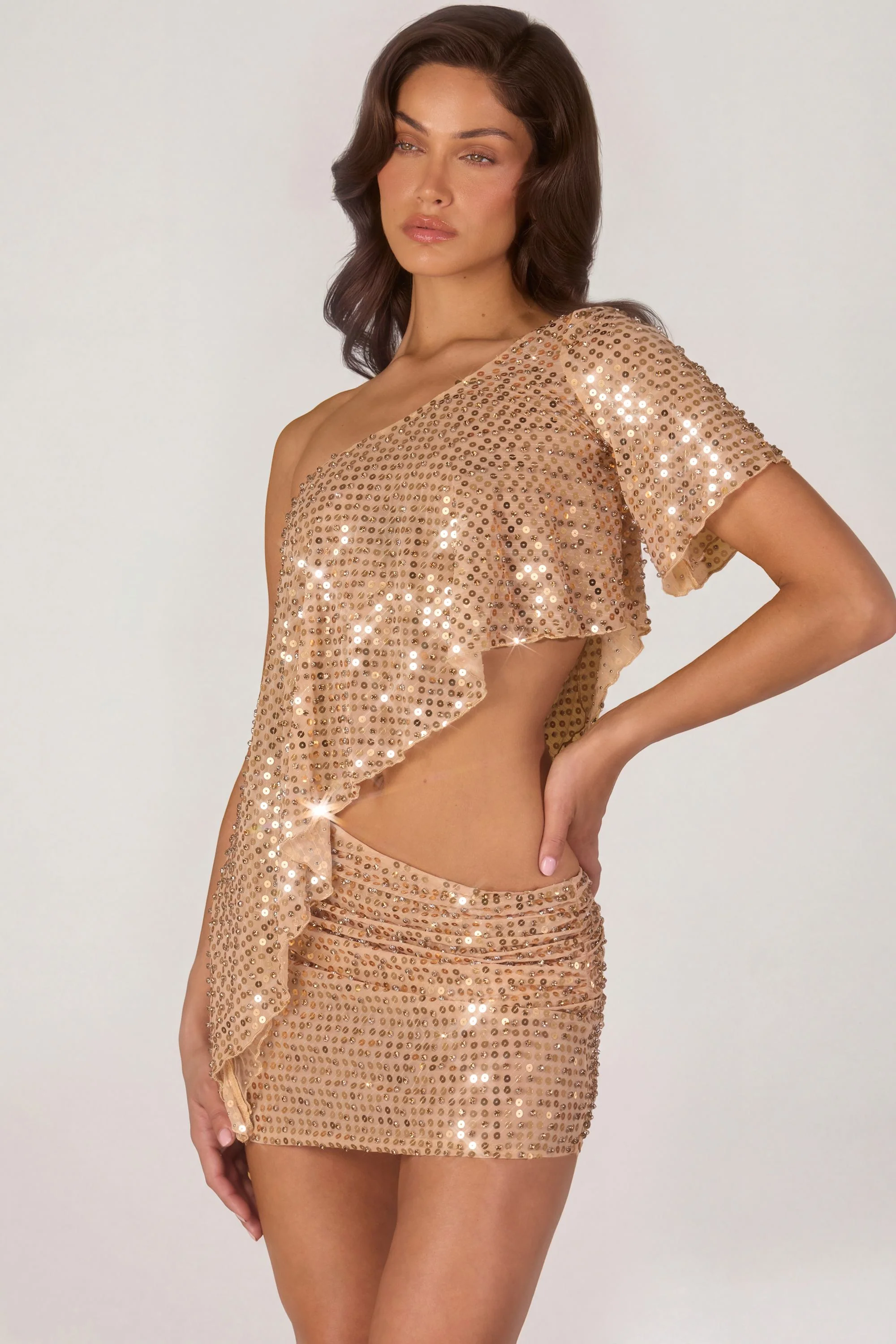 Embellished Micro Mini Skirt in Gold - Image 9