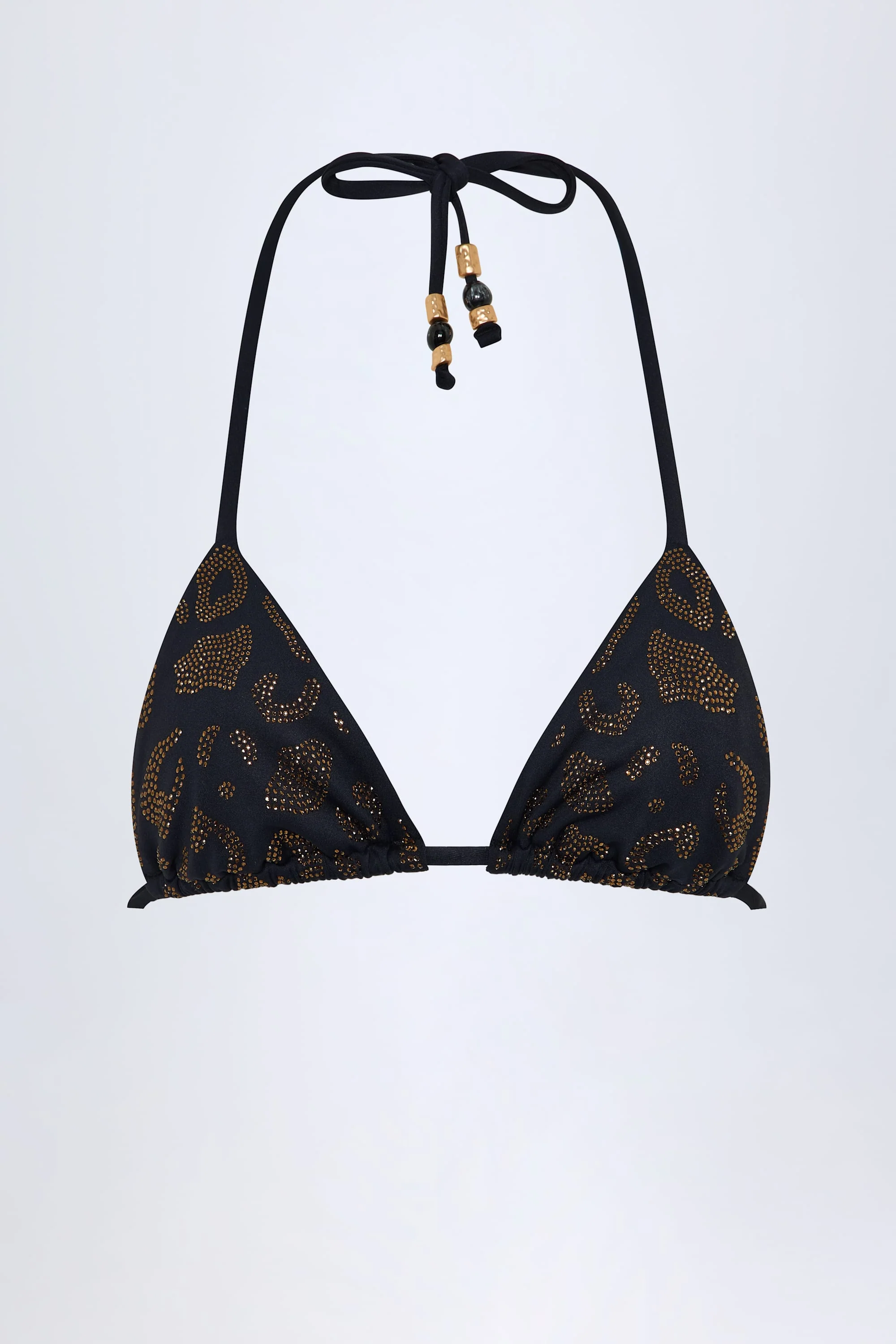 Charm-Detail Triangle Bikini Top in Black - Image 3