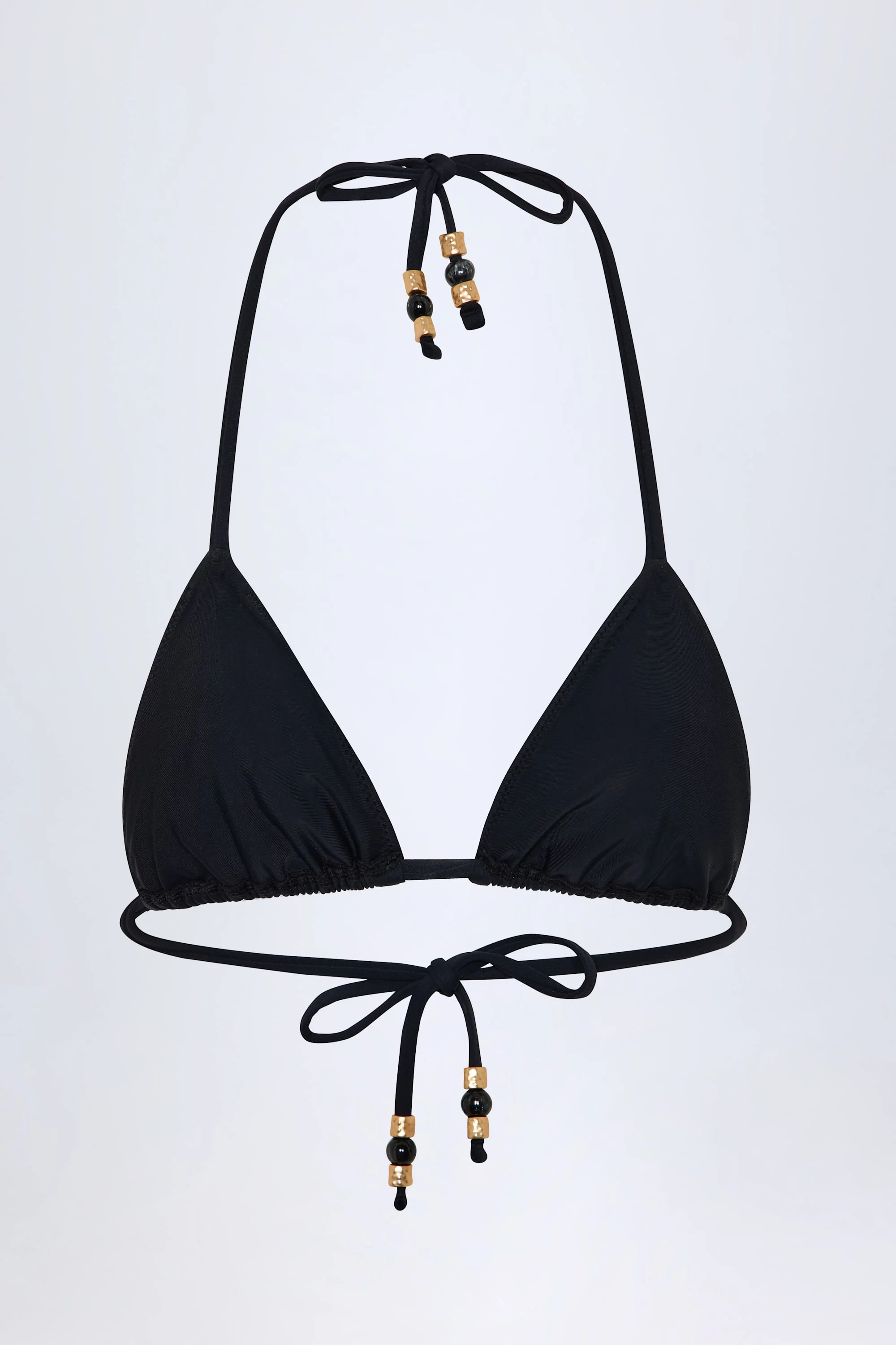 Charm-Detail Triangle Bikini Top in Black - Image 4
