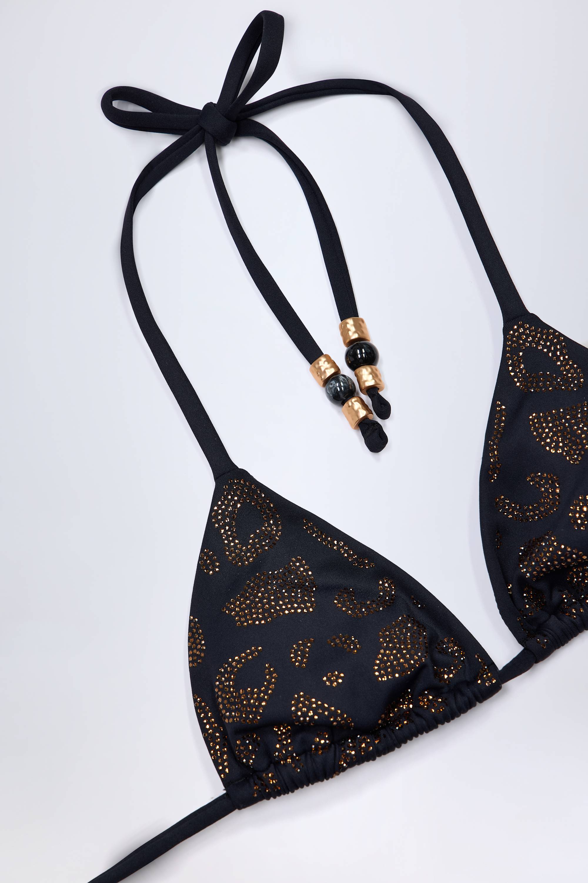 Charm-Detail Triangle Bikini Top in Black - Image 6