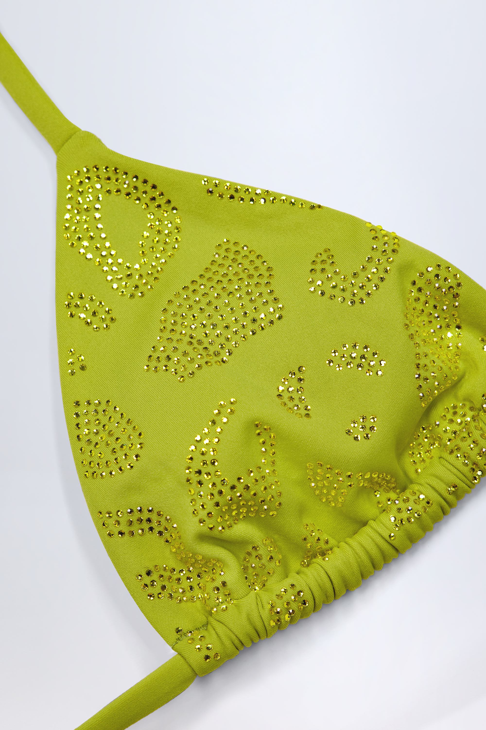 Charm-Detail Triangle Bikini Top in Olive Green - Image 5
