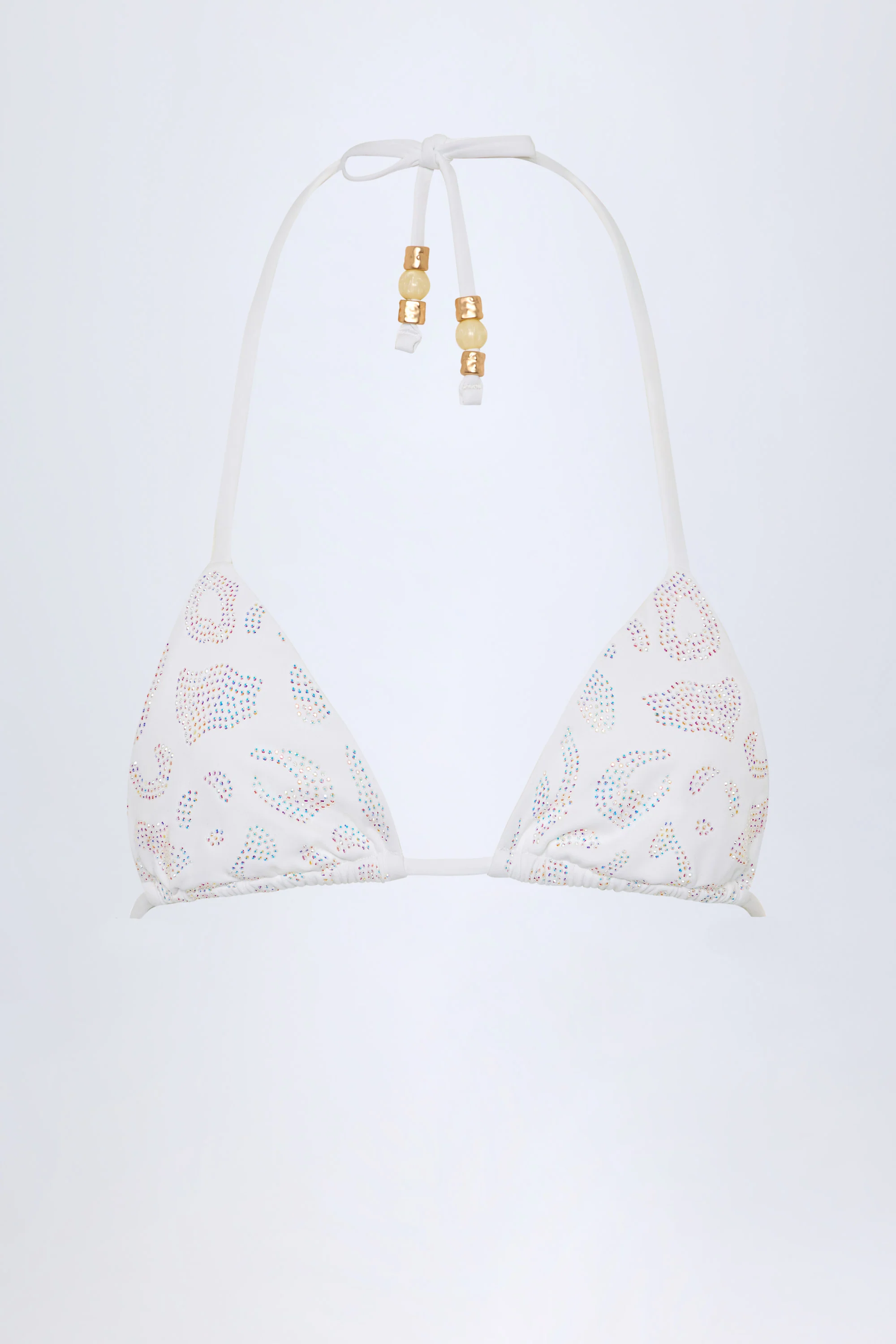 Charm-Detail Triangle Bikini Top in White - Image 3