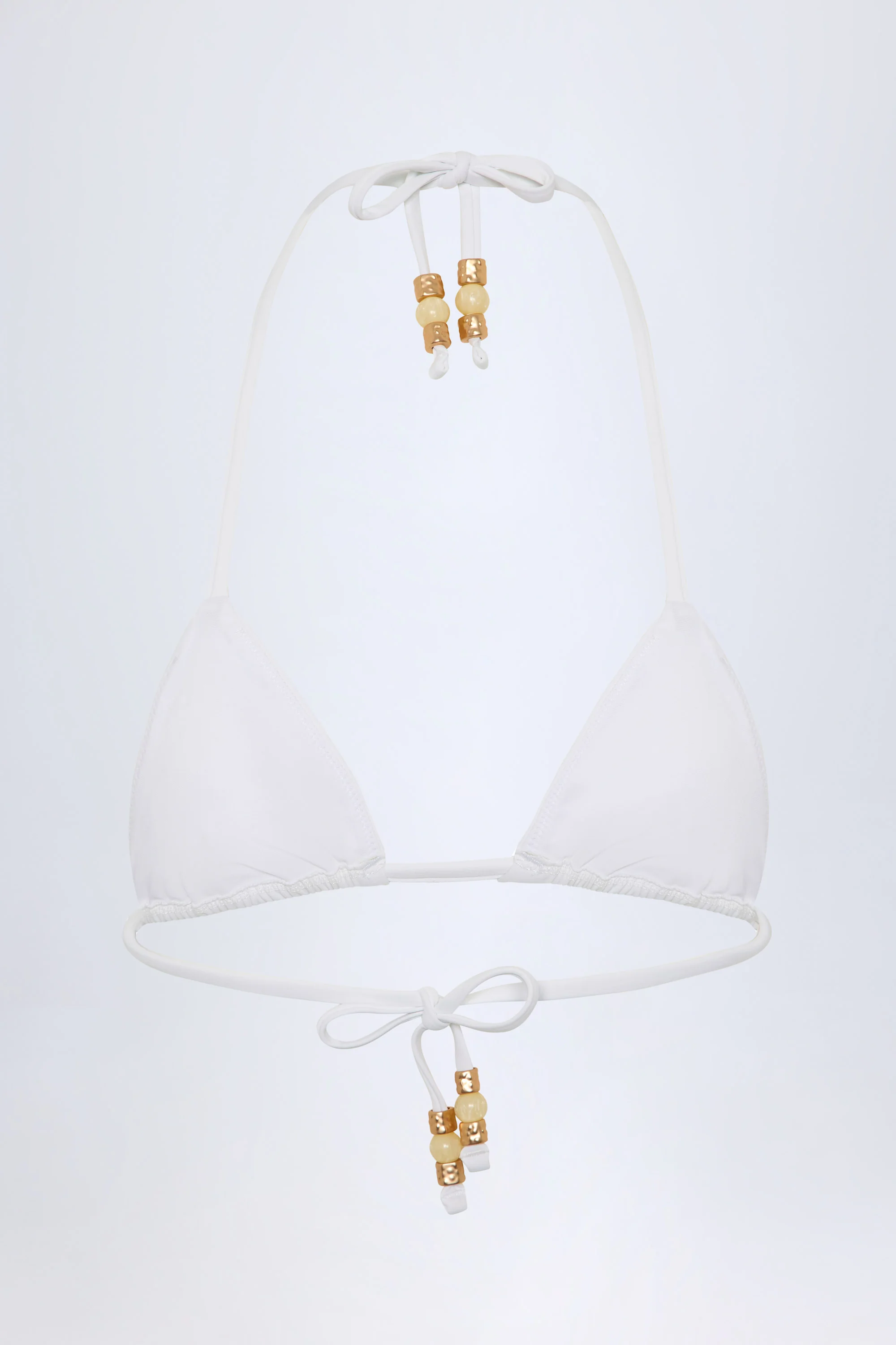 Charm-Detail Triangle Bikini Top in White - Image 4