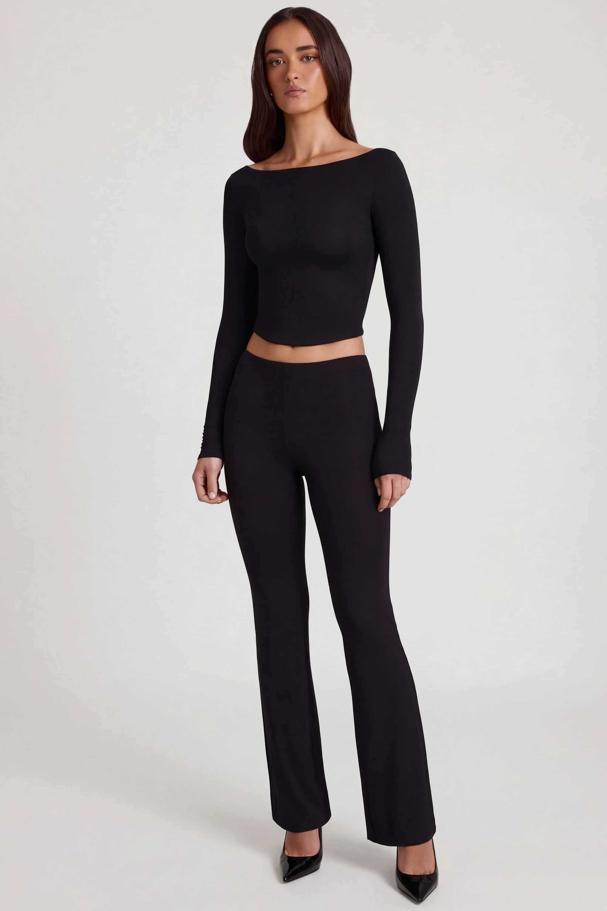 Modal Boat-Neck Long-Sleeve Top in Black - Image 4