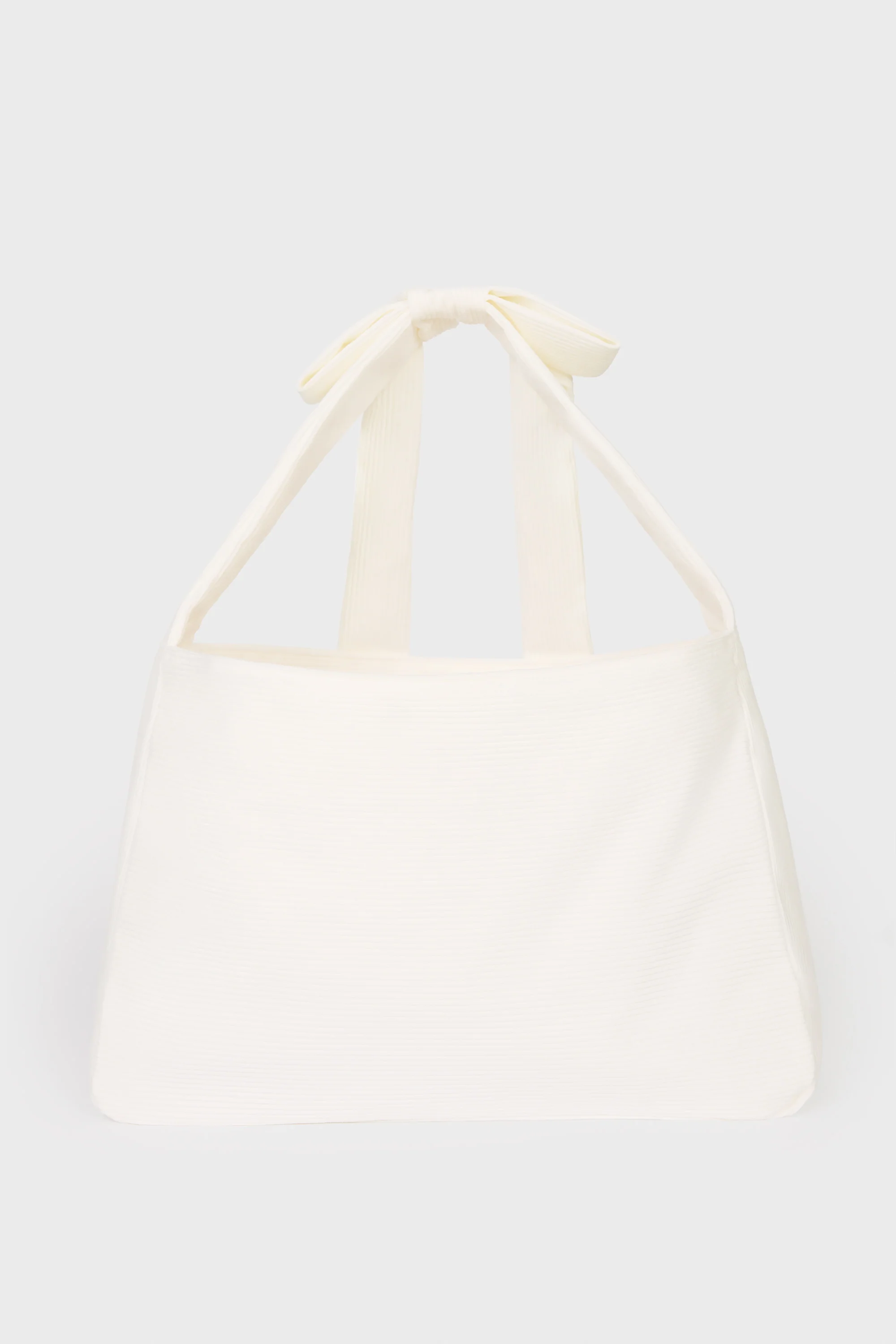 Corduroy Bow Tote Bag in Ivory - Image 2