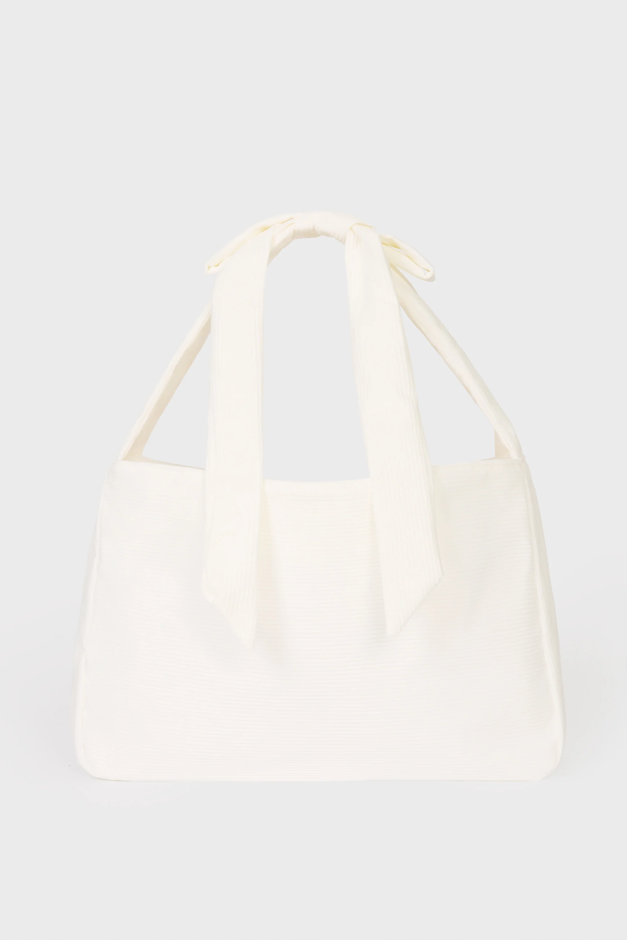 Corduroy Bow Tote Bag in Ivory - Image 3