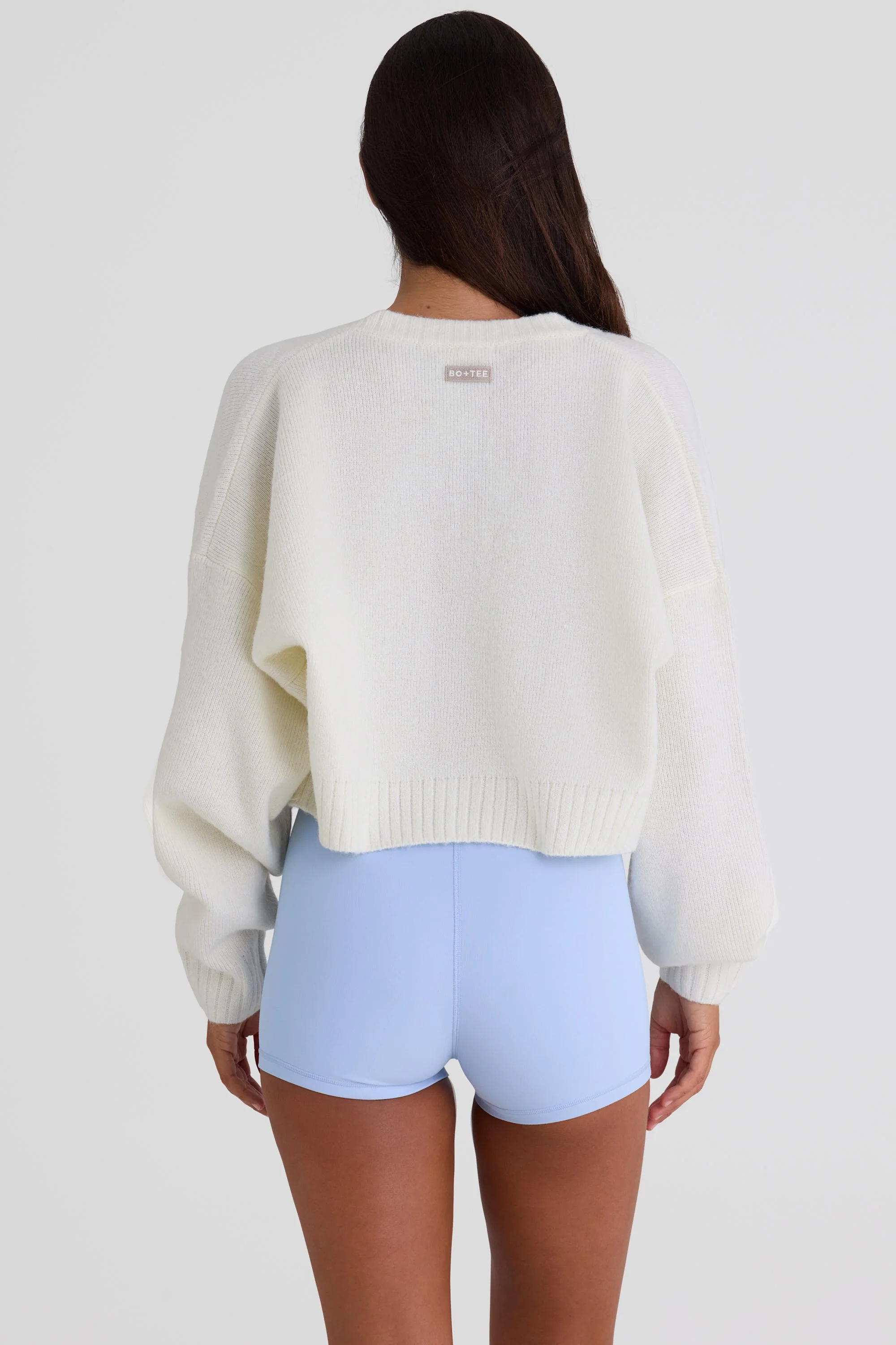 Knit Cropped Cardigan in Ivory - Image 2