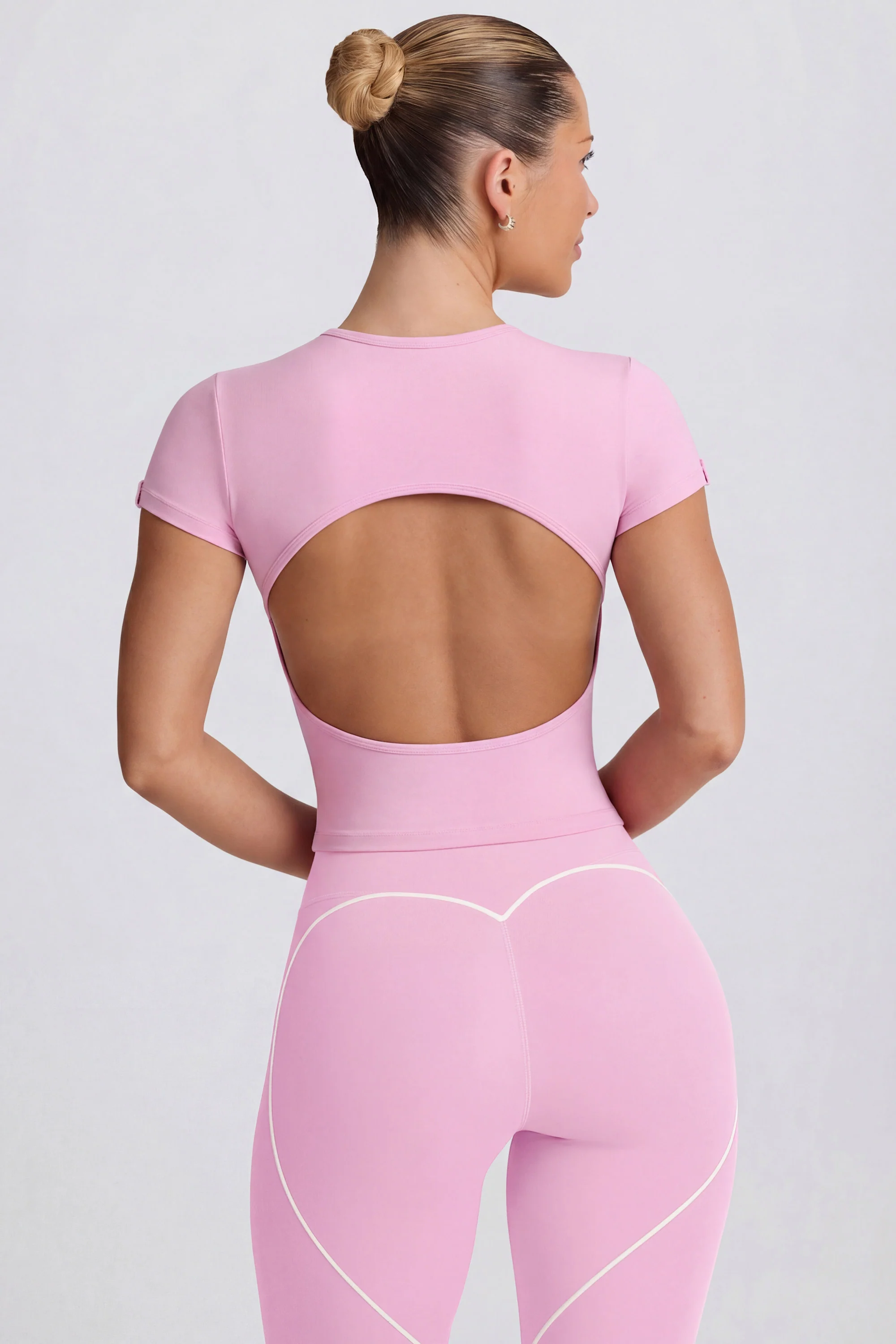 Cut-Out Longline T-Shirt in Dusty Pink - Image 2