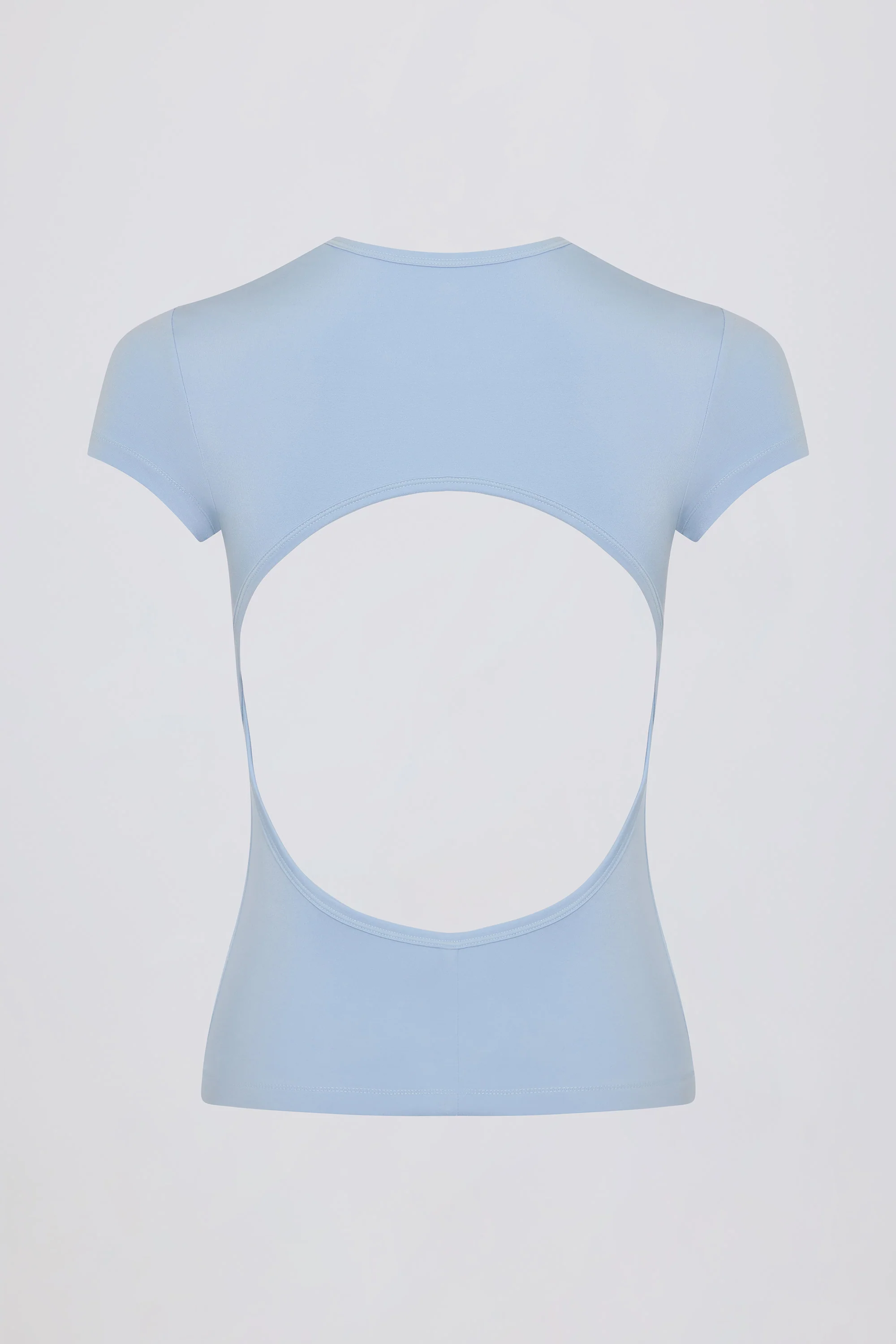 Cut-Out Longline T-Shirt in Sky - Image 5