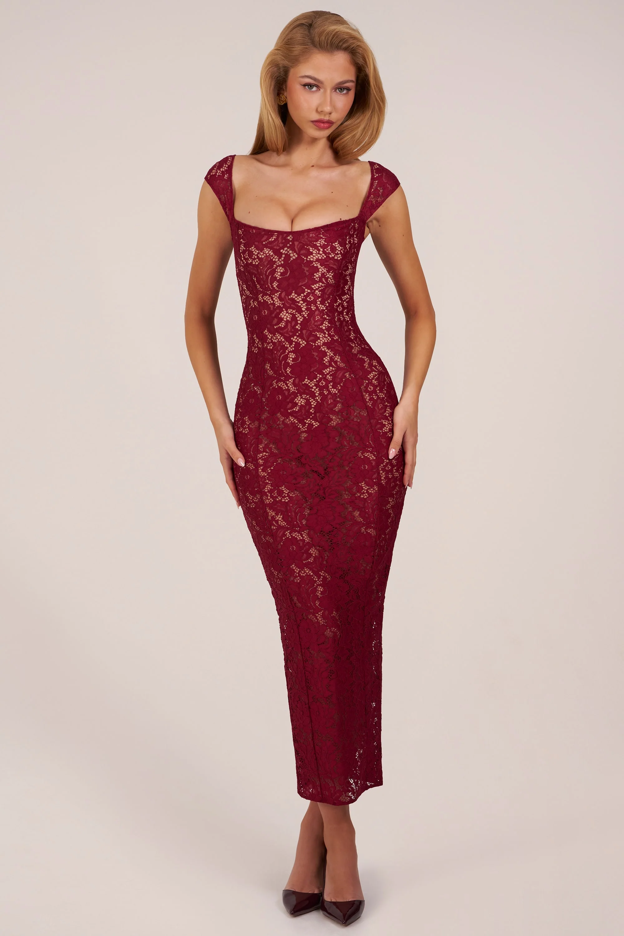 Sweetheart-Neck Maxi Dress in Cherry Red - Image 7