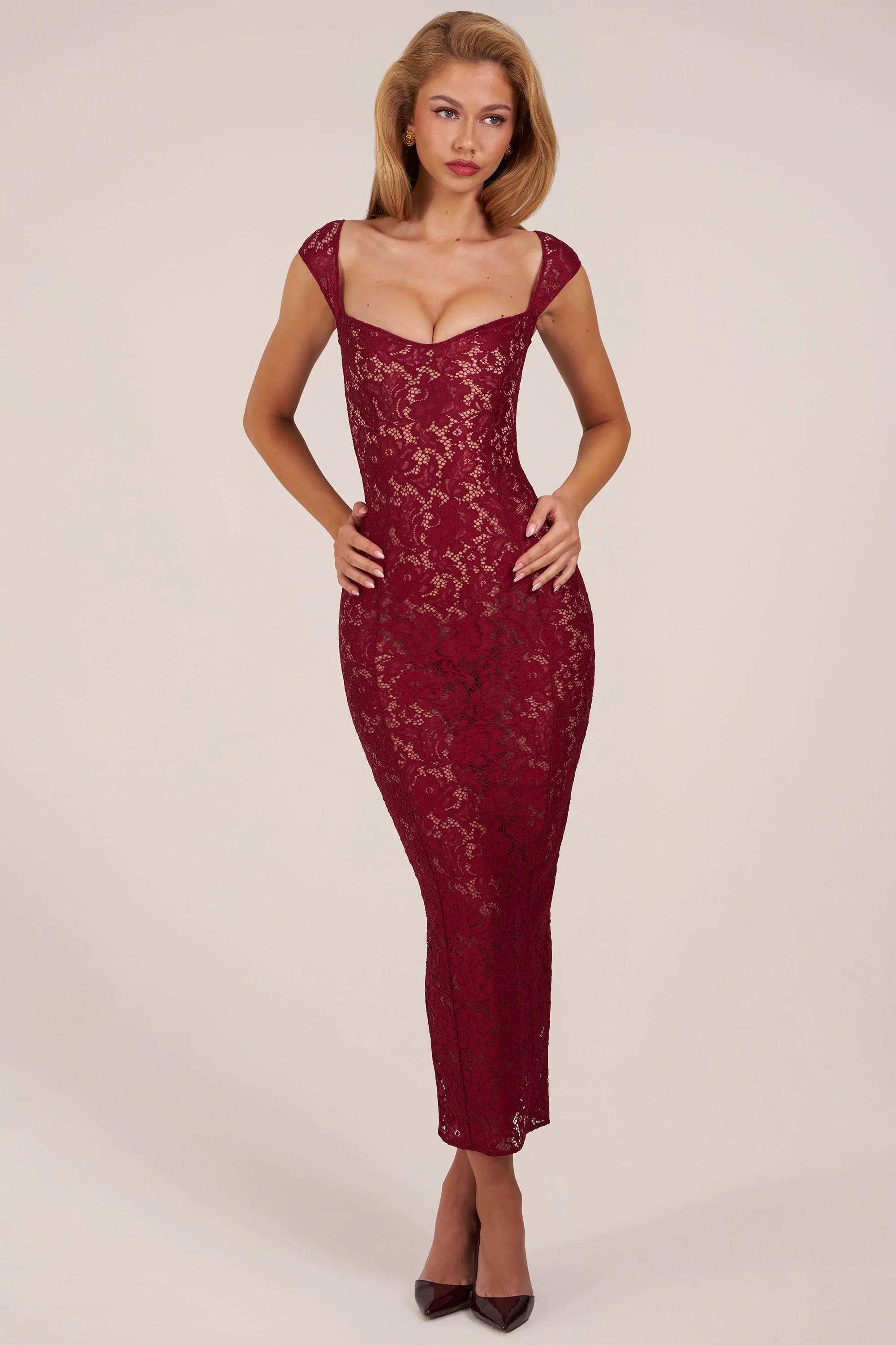 Sweetheart-Neck Maxi Dress in Cherry Red - Image 8