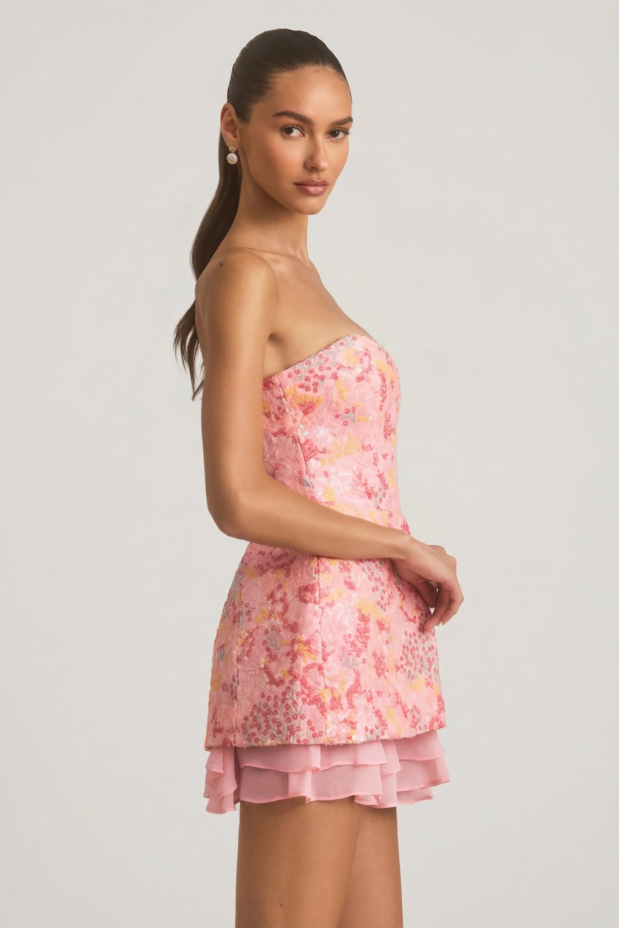 Embellished Strapless Corset Mini Dress in Pink - Image 6