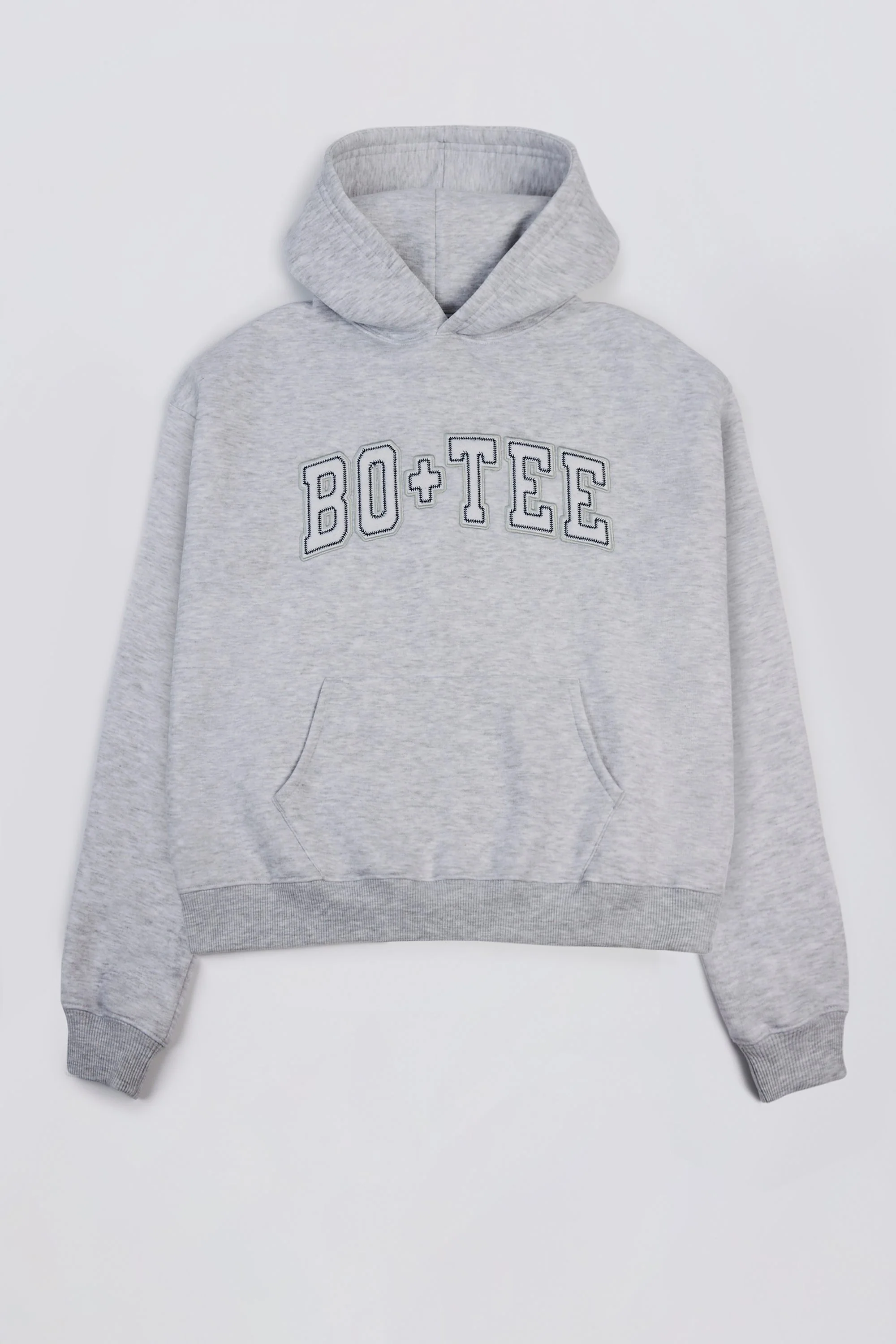Embroidered Oversized Hoodie in Grey Marl - Image 4