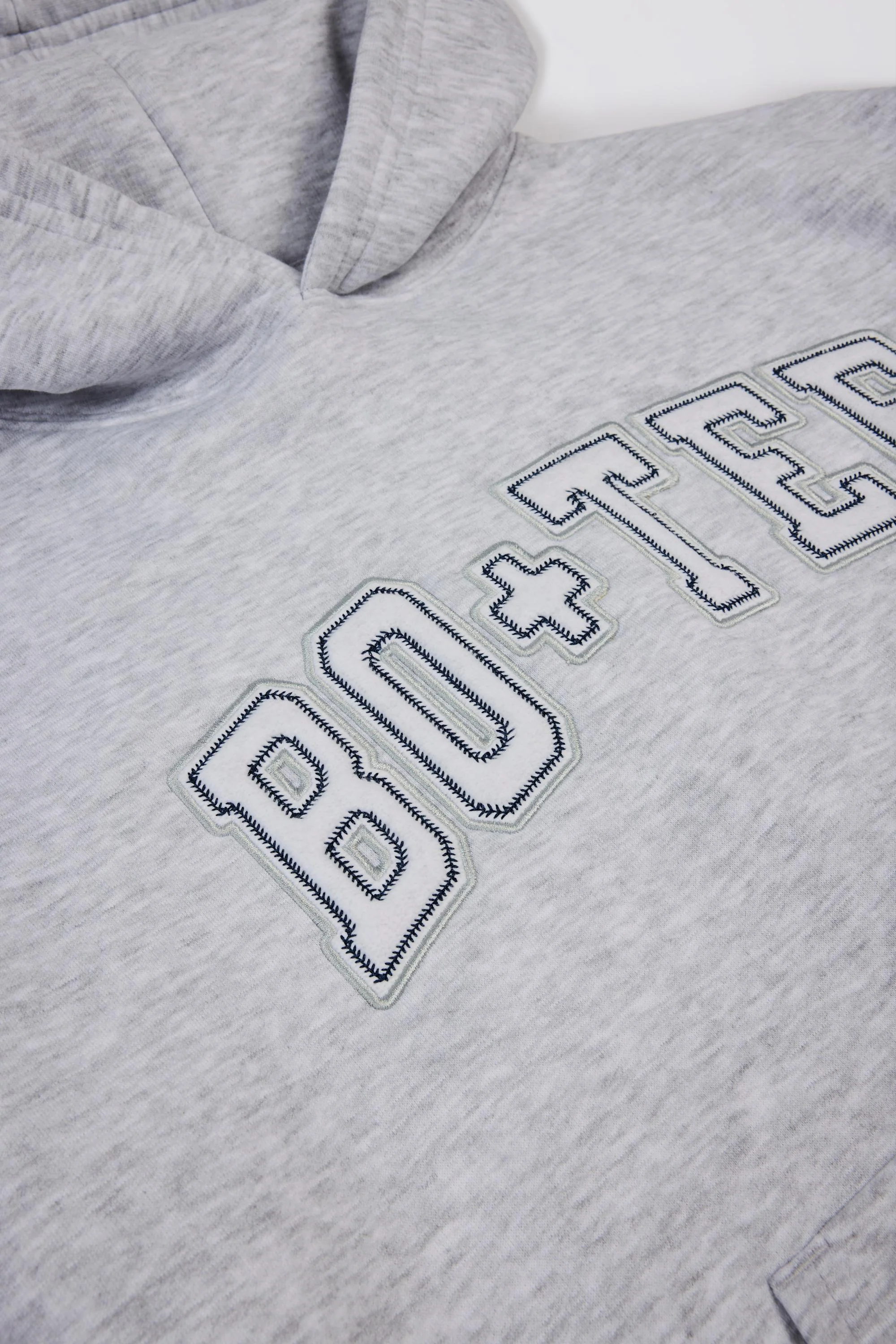 Embroidered Oversized Hoodie in Grey Marl - Image 6