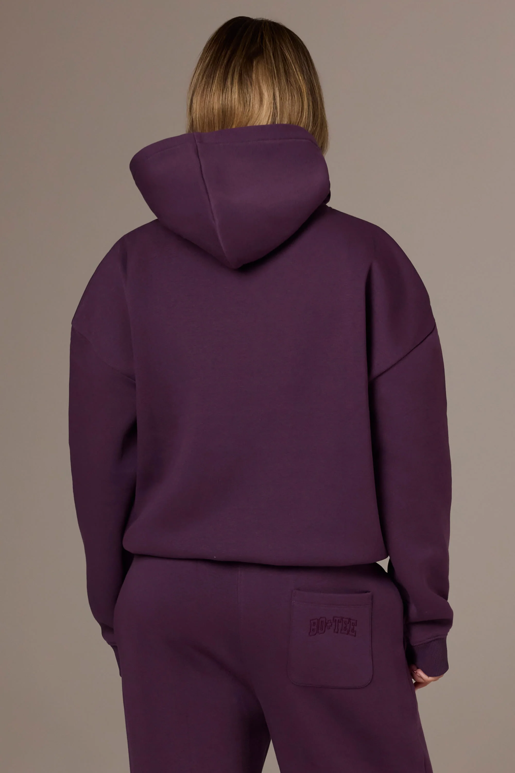 Embroidered Oversized Hoodie in Plum - Image 2