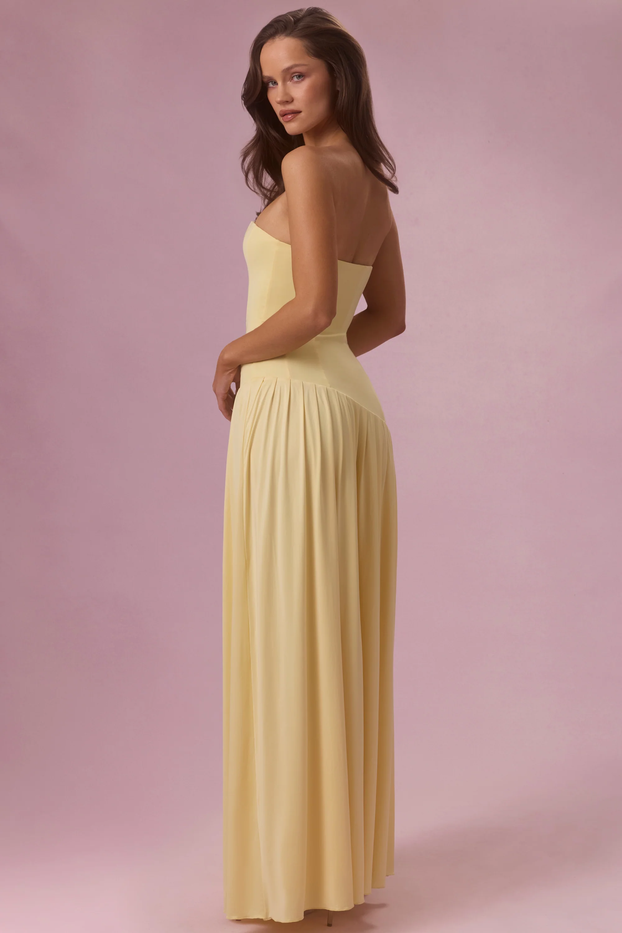 Jersey Strapless Gown in Butter Yellow - Image 2